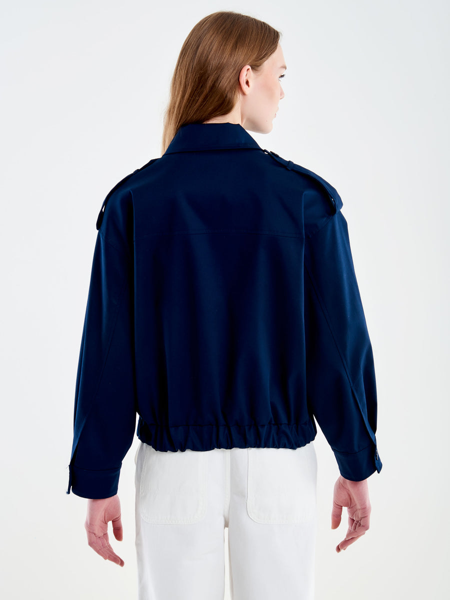 Bomber con Tasconi in Cotone Blu | Vicolo