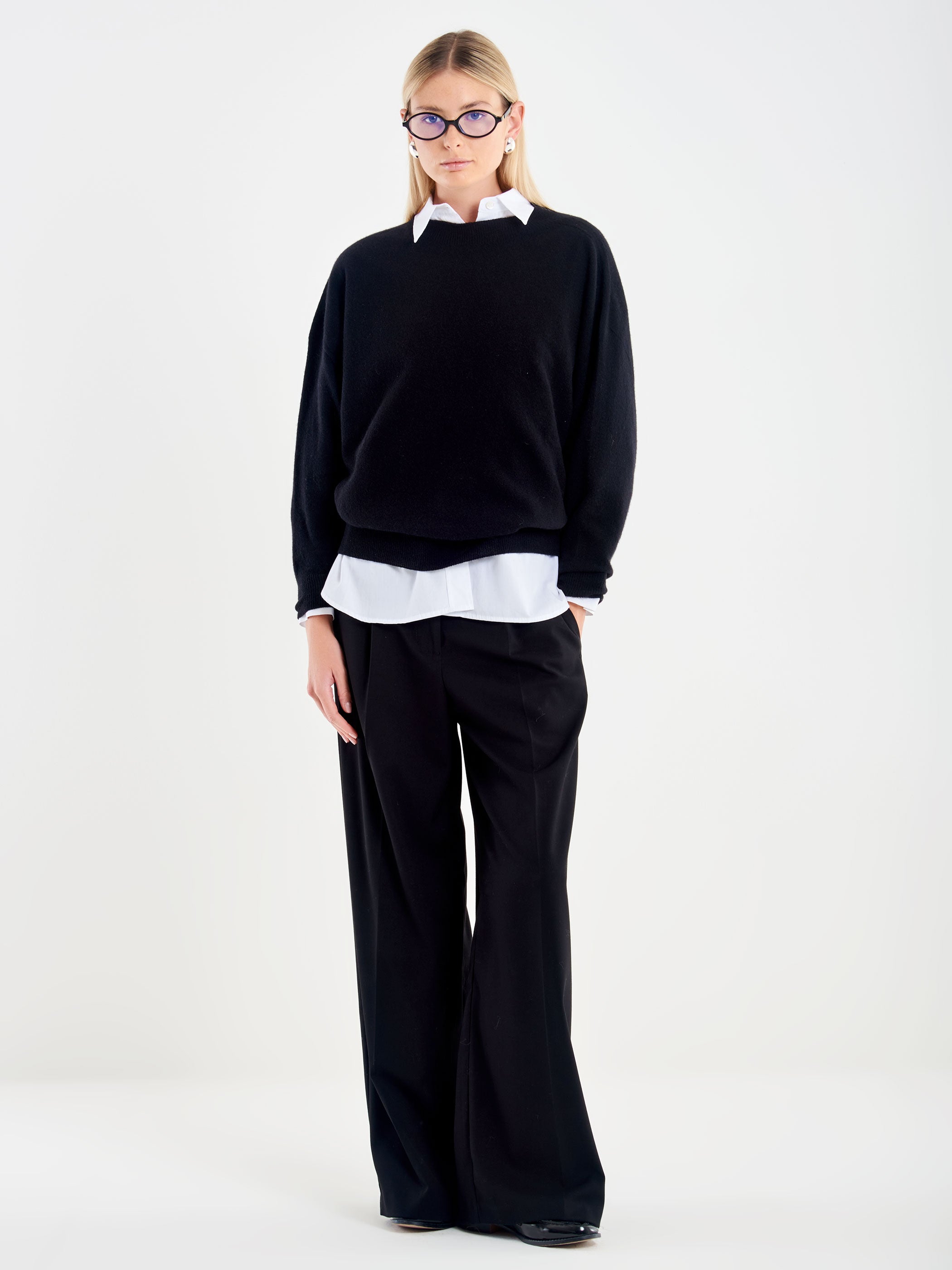 Pullover Misto Cashmere Scollo a Cratere