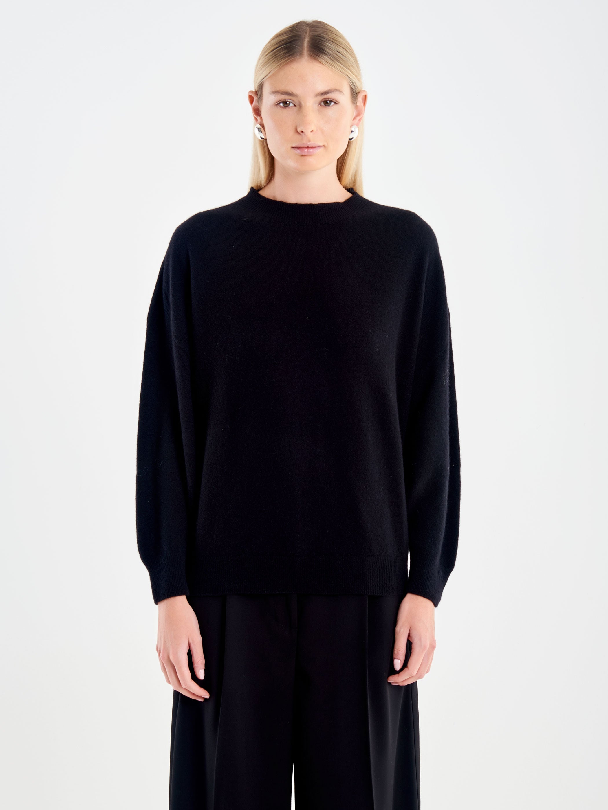 Pullover Misto Cashmere Scollo a Cratere