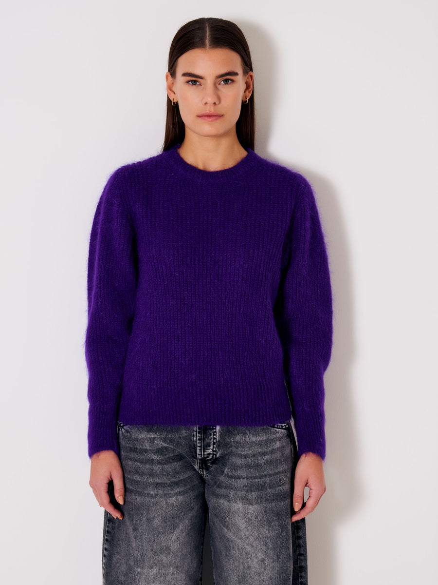 Violet Mohair Blend Pullover with Puff Sleeves | Vicolo