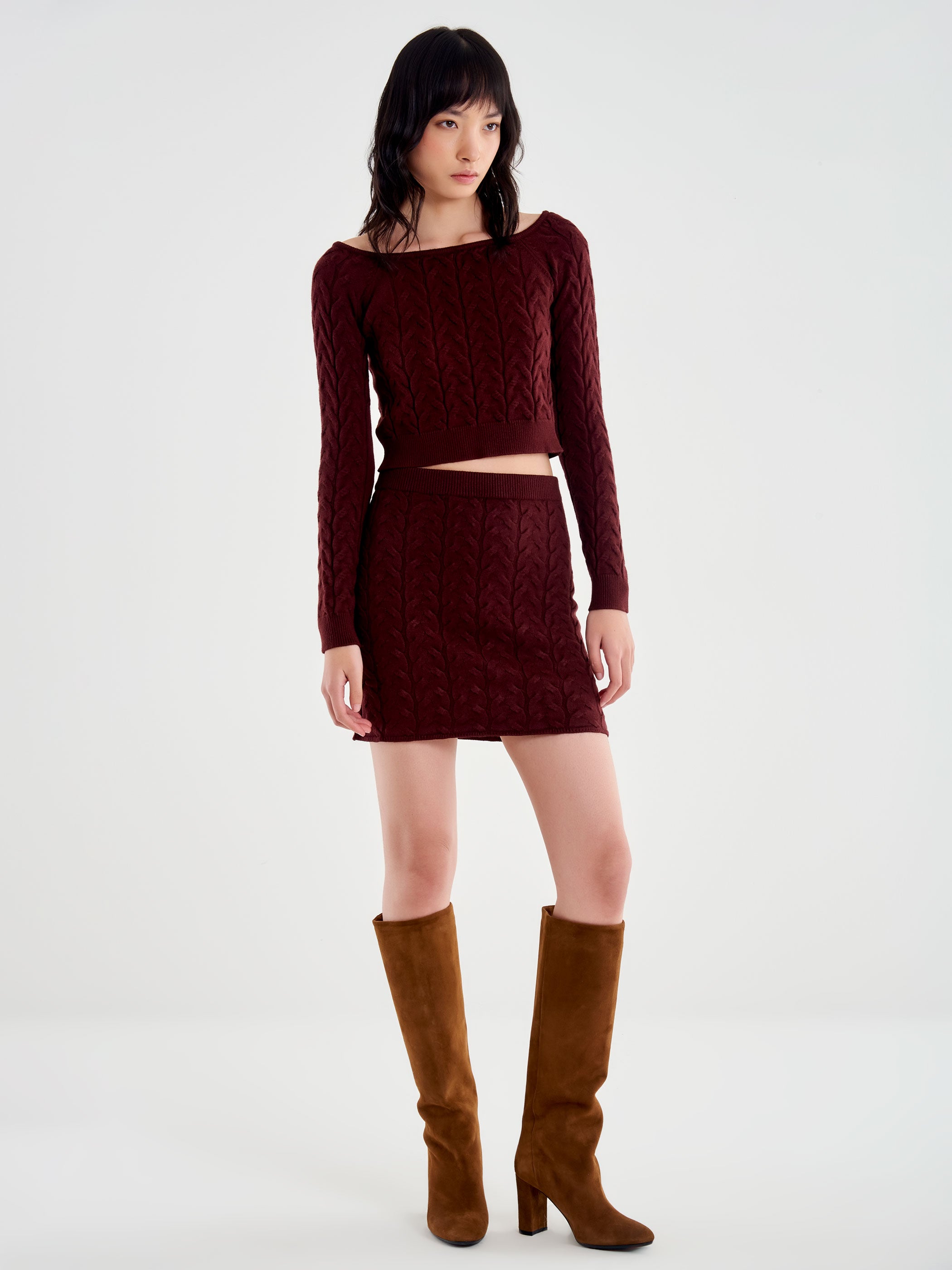 Vicolo Maglia Crop Trecce Bordeaux