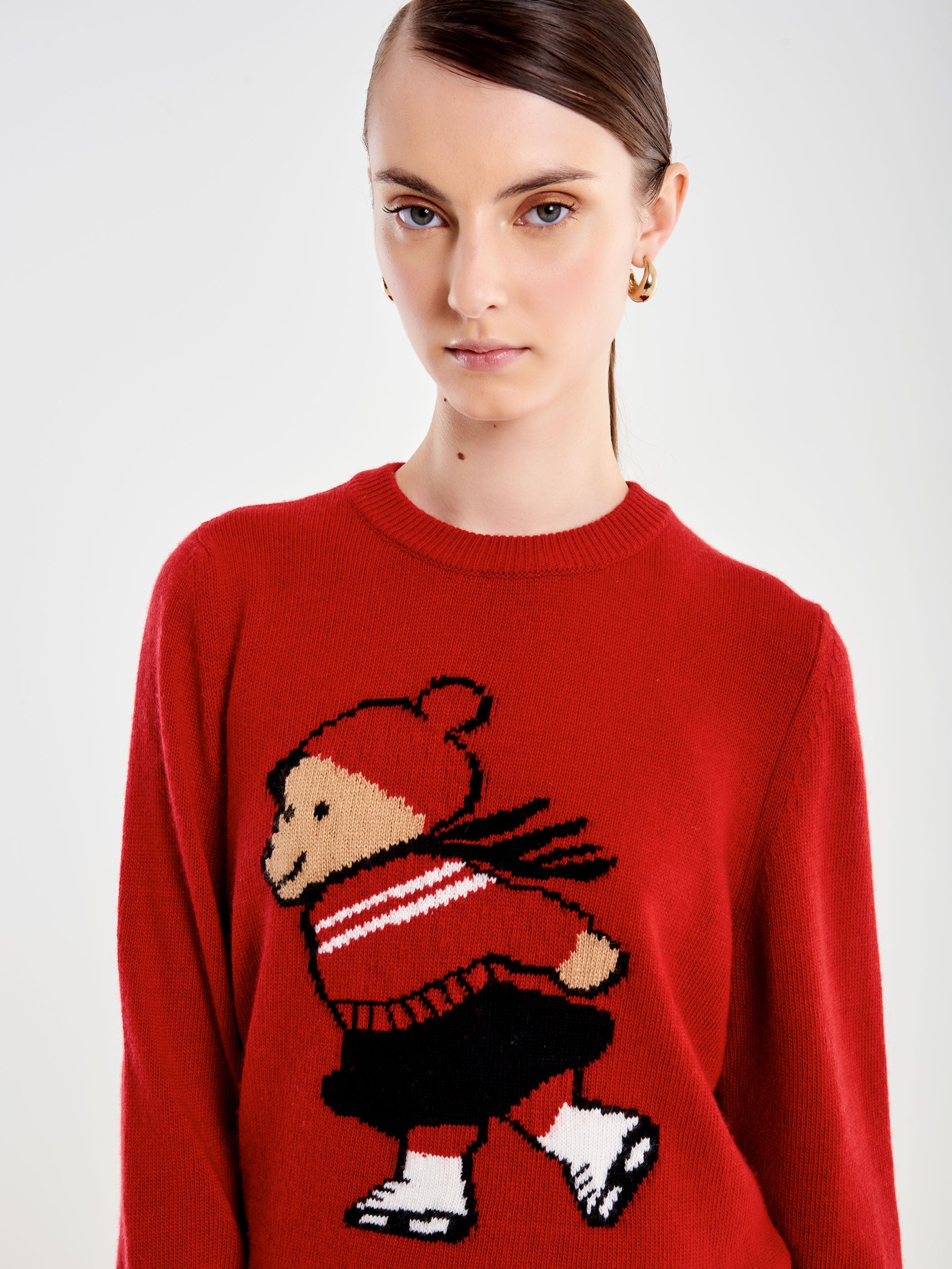 Pull con Ricamo Orsa che Pattina