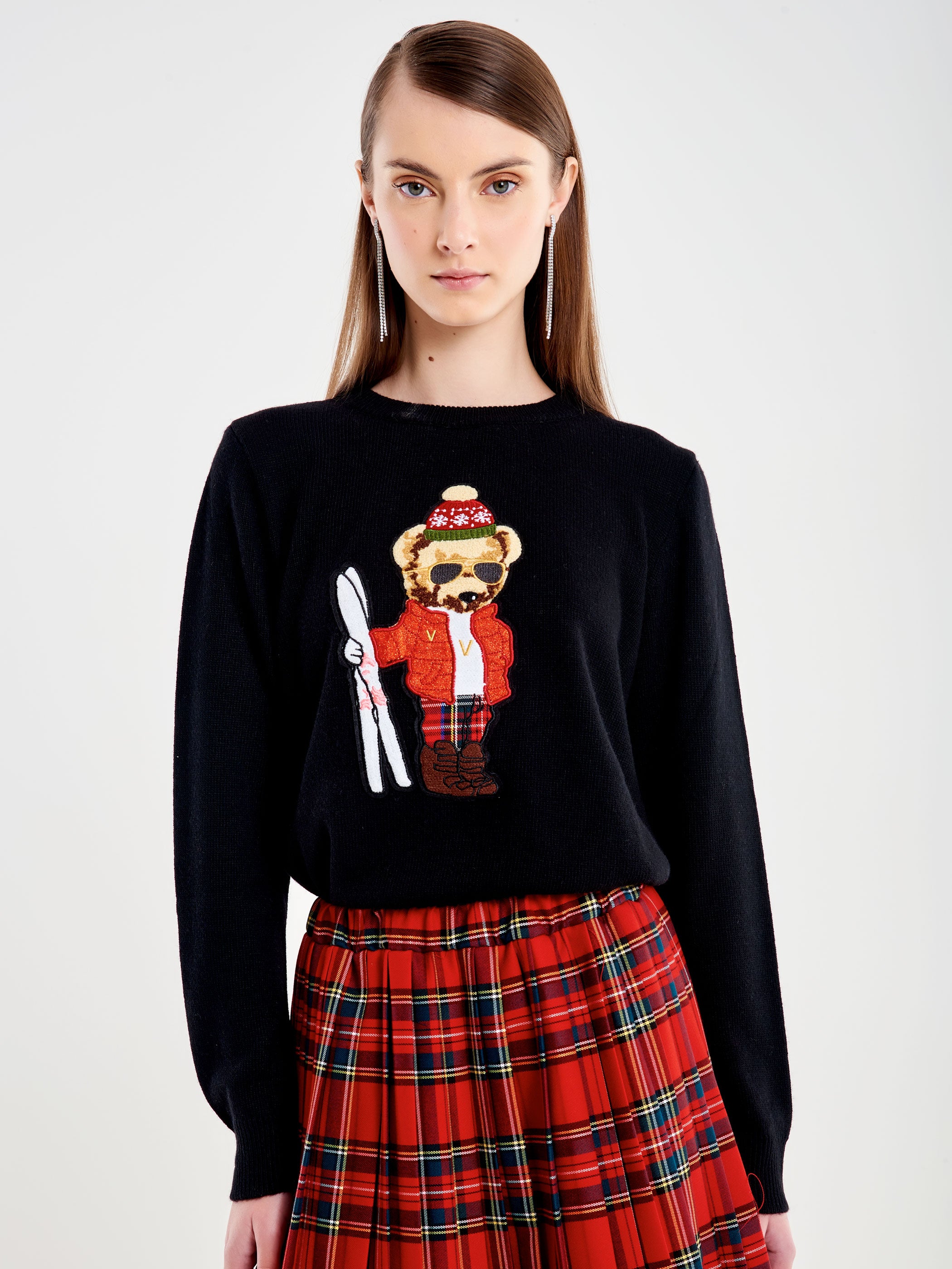 Pull Patch Natale Orsetto con Sci