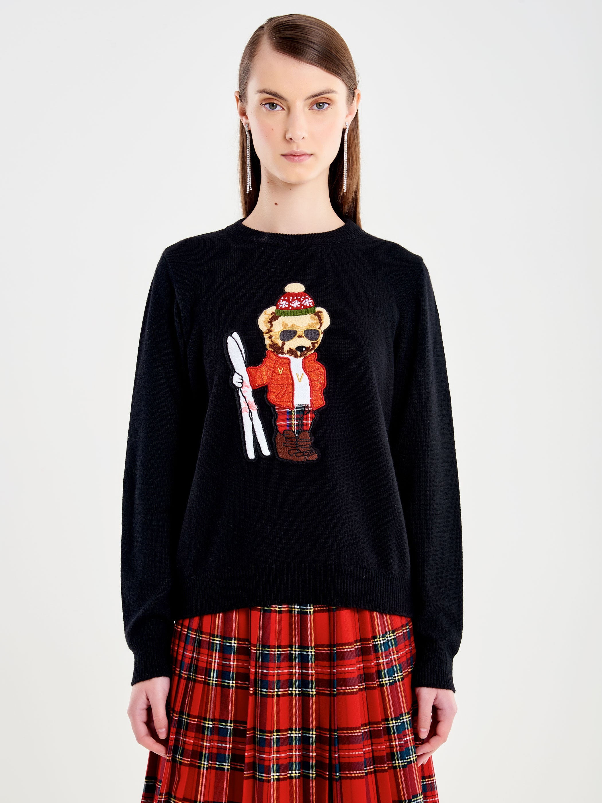 Pull Patch Natale Orsetto con Sci