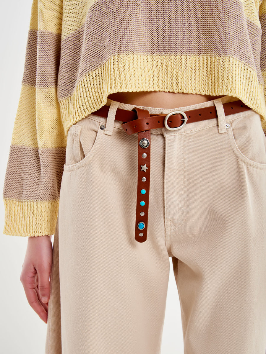 Accessori Moda Uomo Schöneberger Cintura Uomo In Pelle - Fibbia Cervo Ricamata Fatto A Mano Cinura Pelle Scamosciata - Foto 3