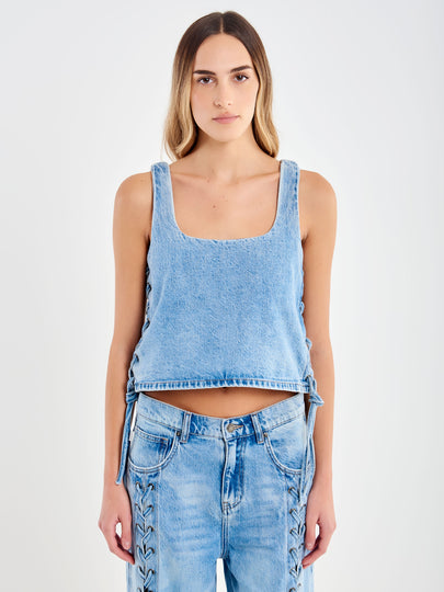 Denim Top with Braiding