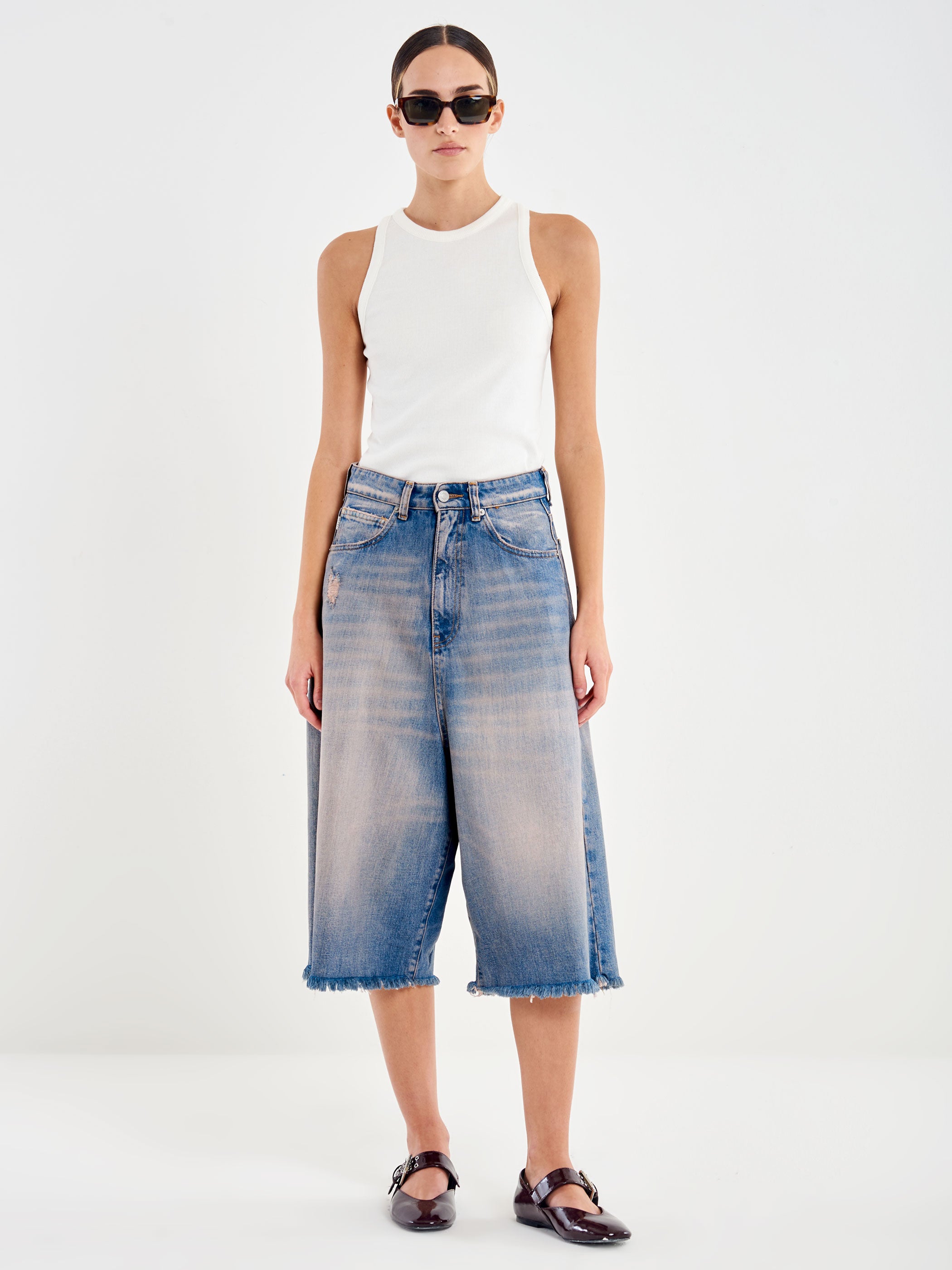 Bermuda in Denim Lavaggio rosa