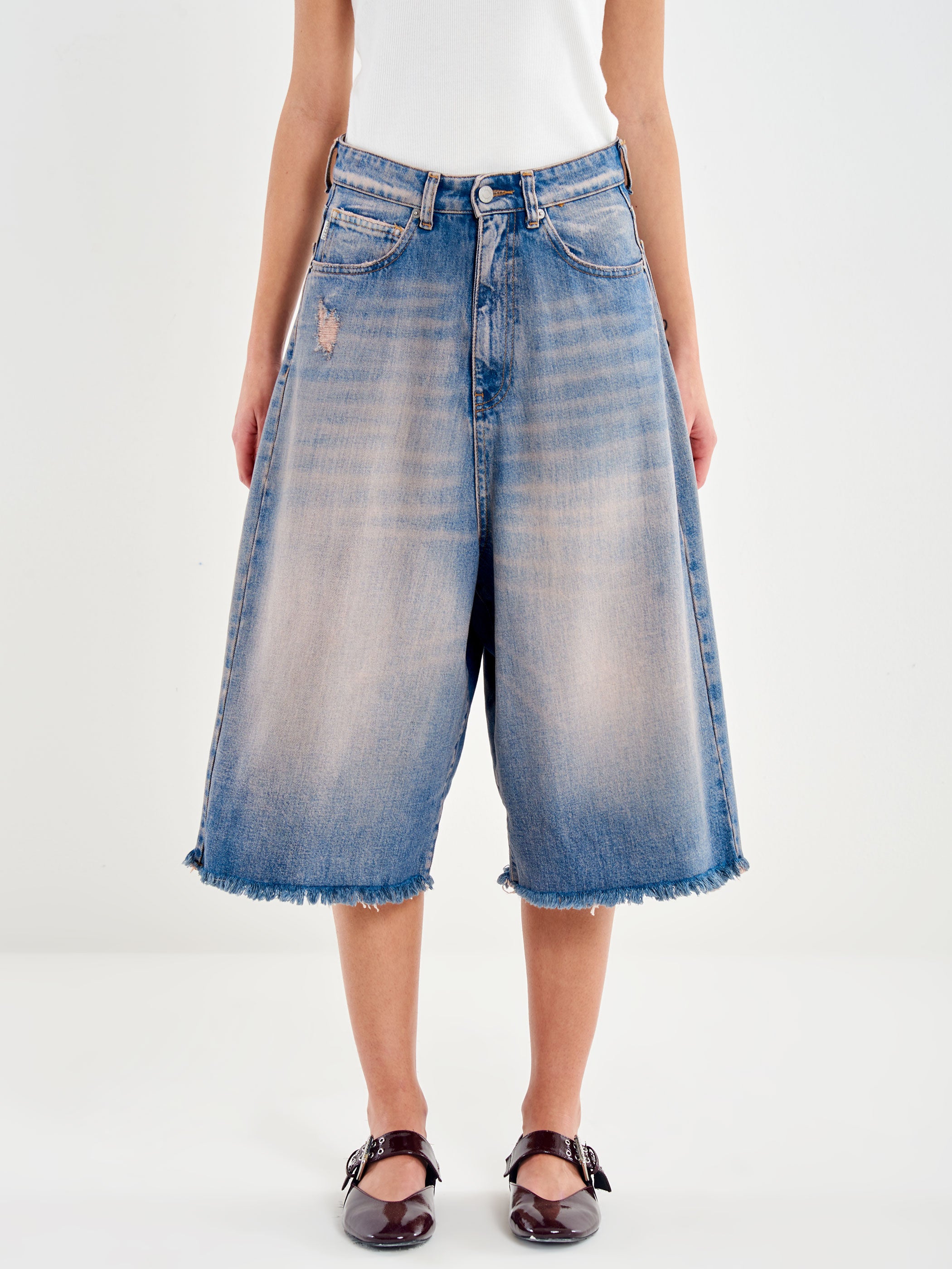 Bermuda in Denim Lavaggio rosa