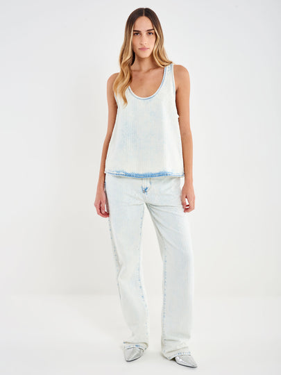 Top in Denim con Laseratura