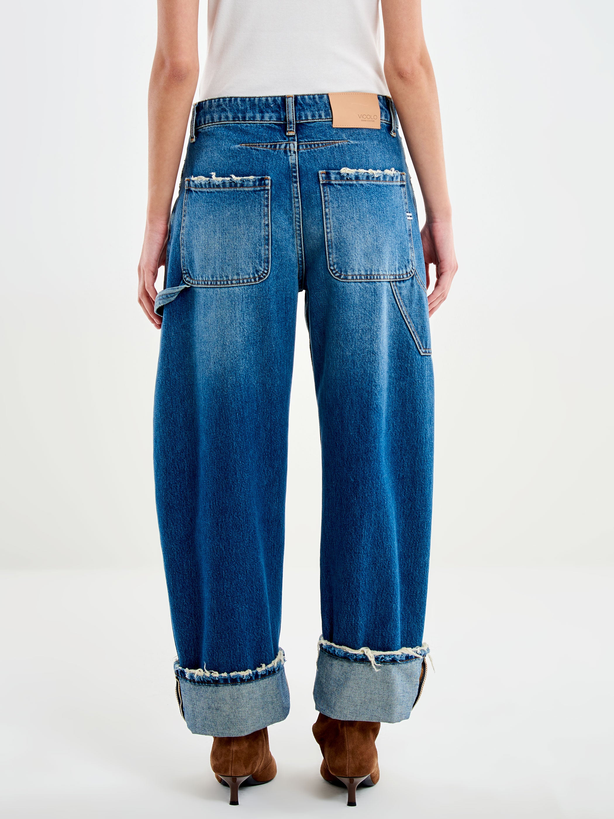 Kuma Barrel Jeans with Cuffed Hems