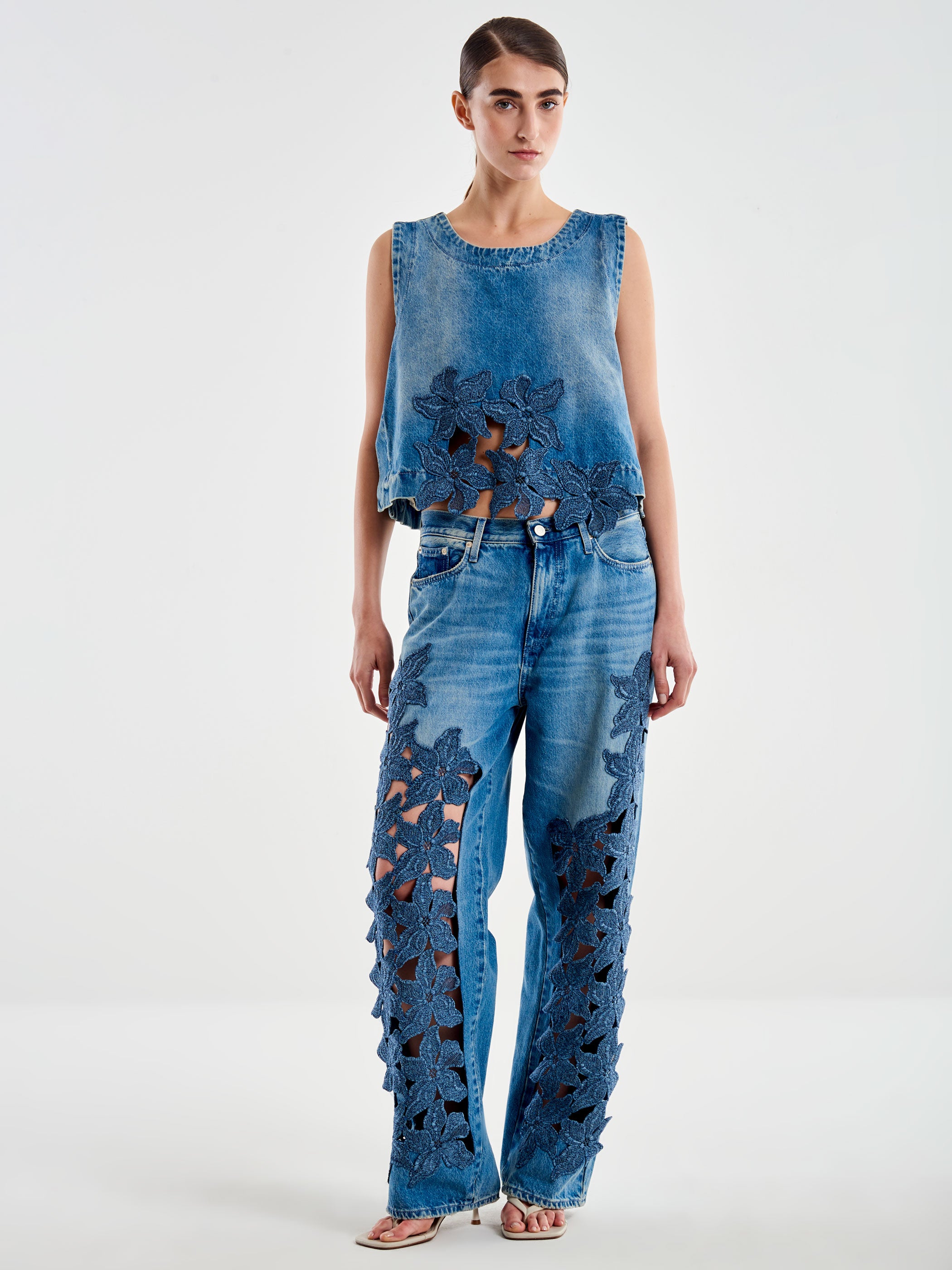 Top Denim Macramè