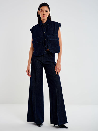 Gilet Con Tasche In Denim