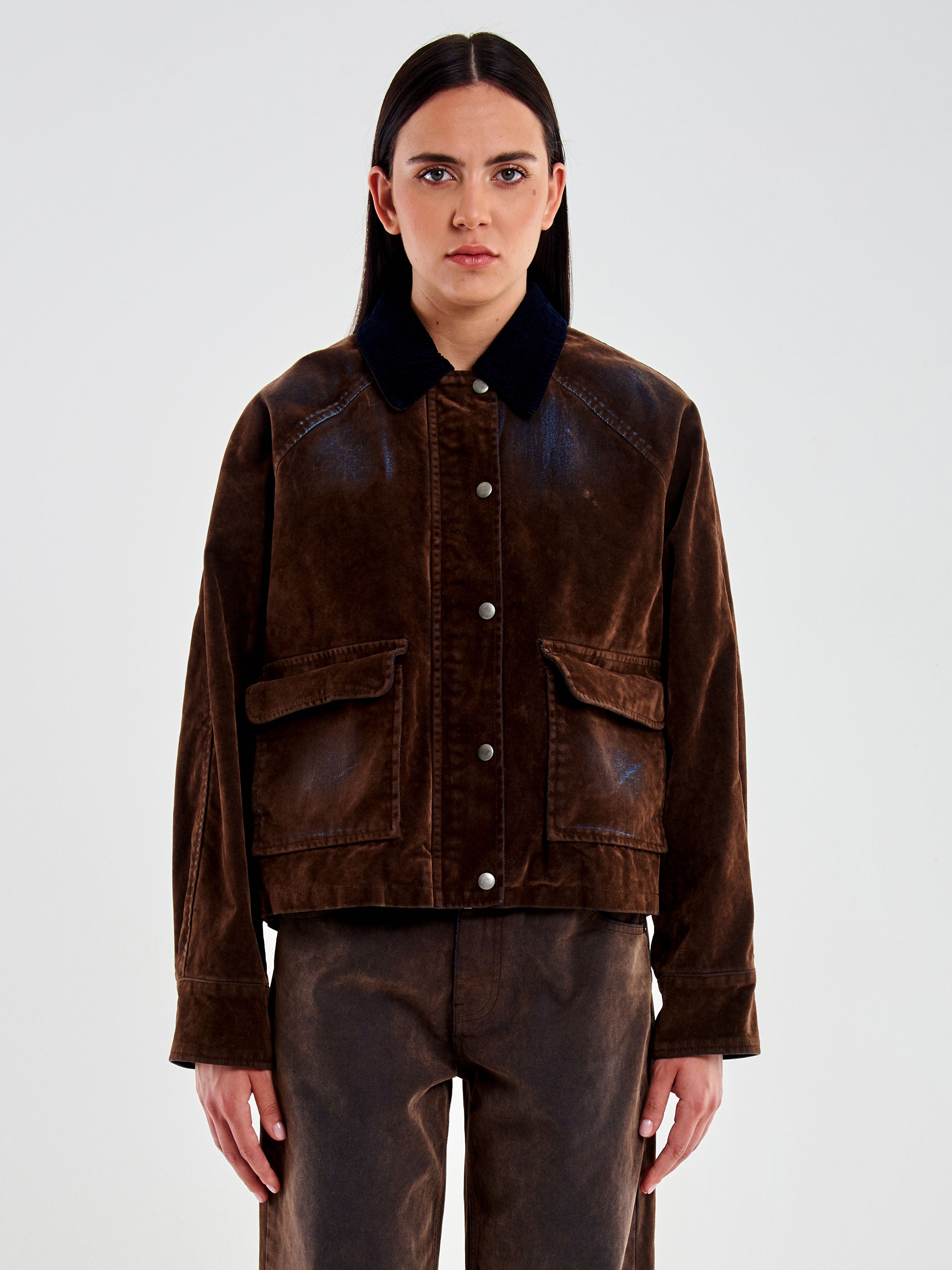 Giacca in Denim con Floccatura