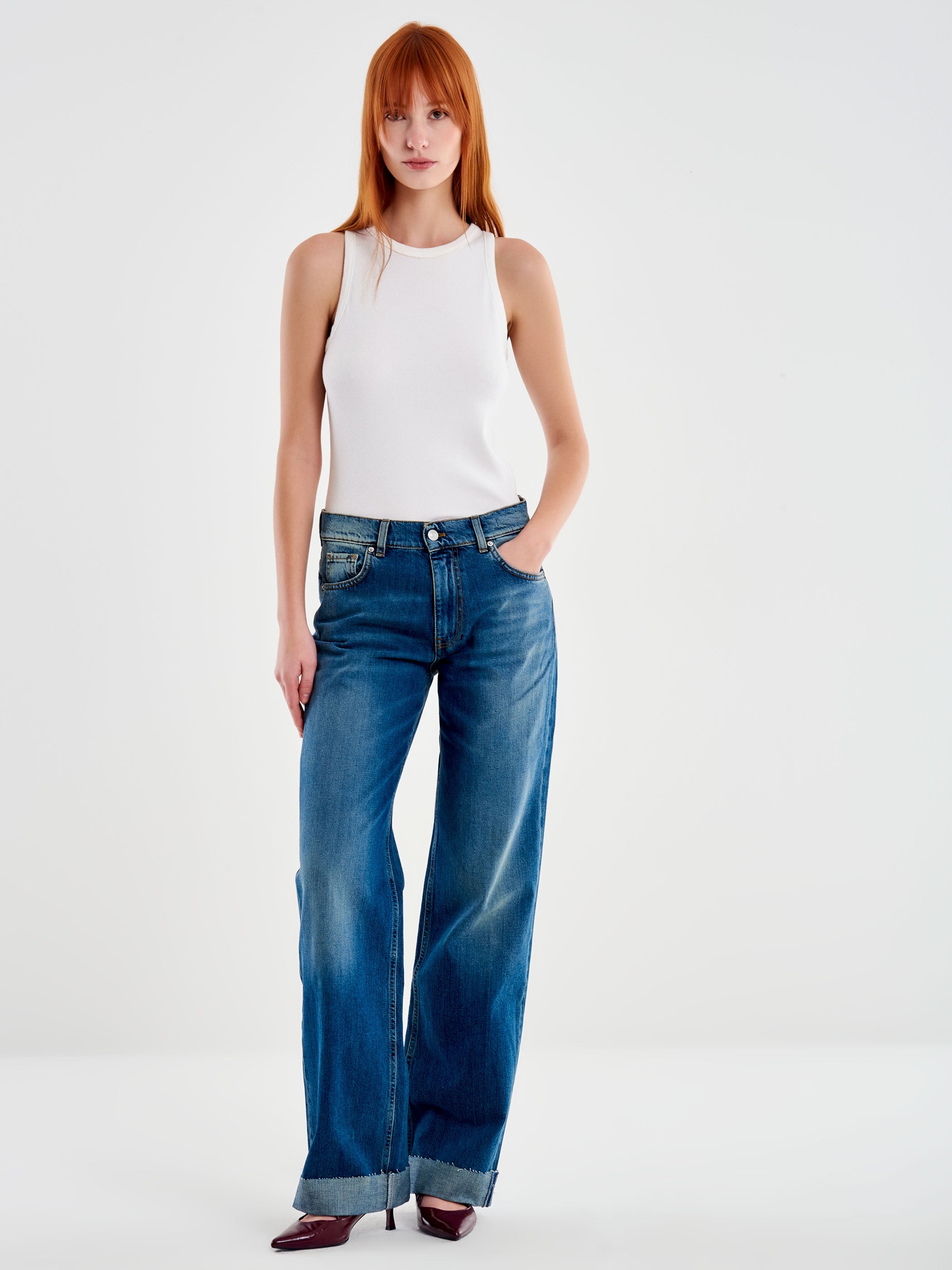 Vicolo Jeans Icon Alex con Risvolto Blu