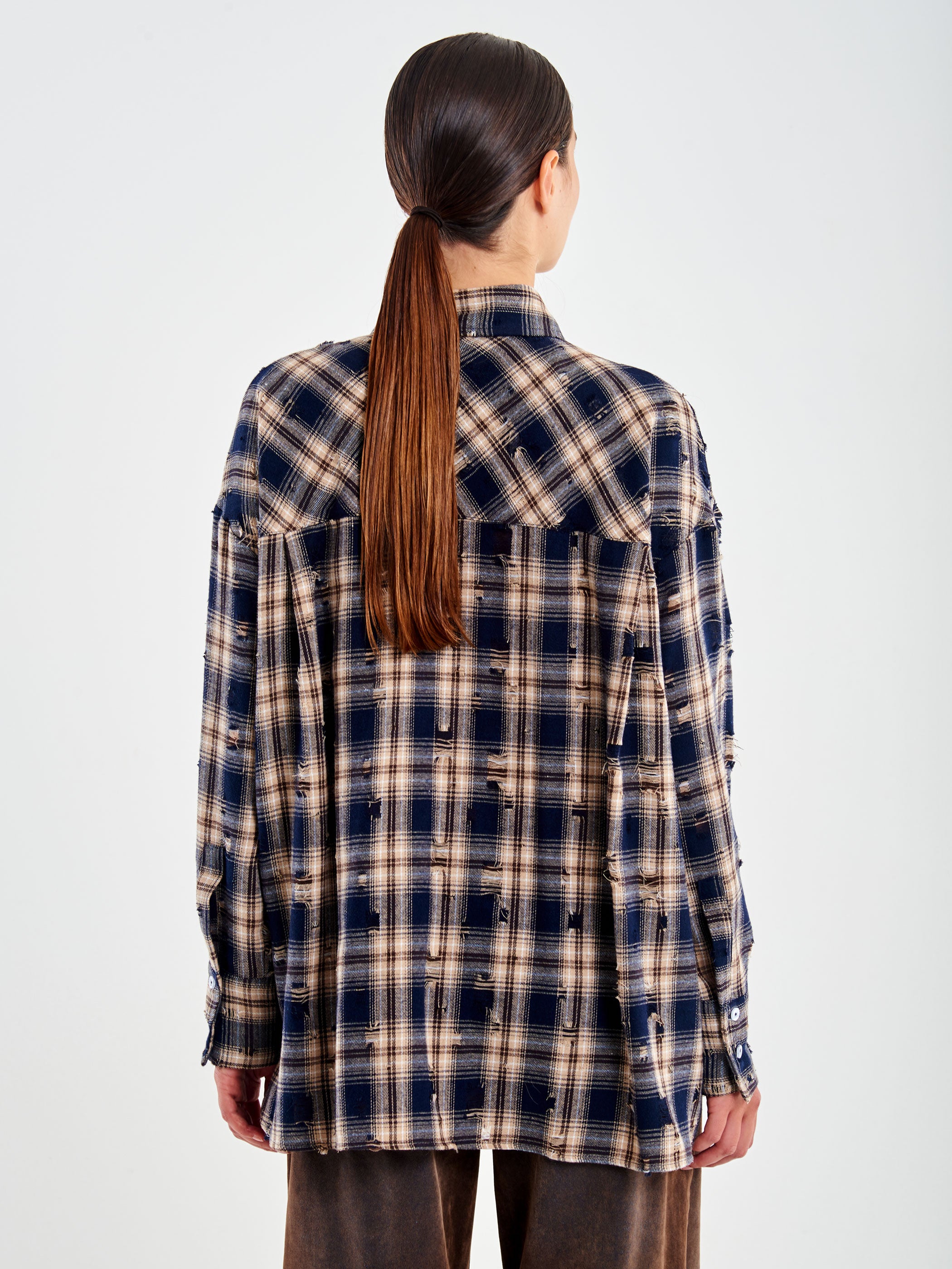 Camicia a Quadri con Strass Applicati