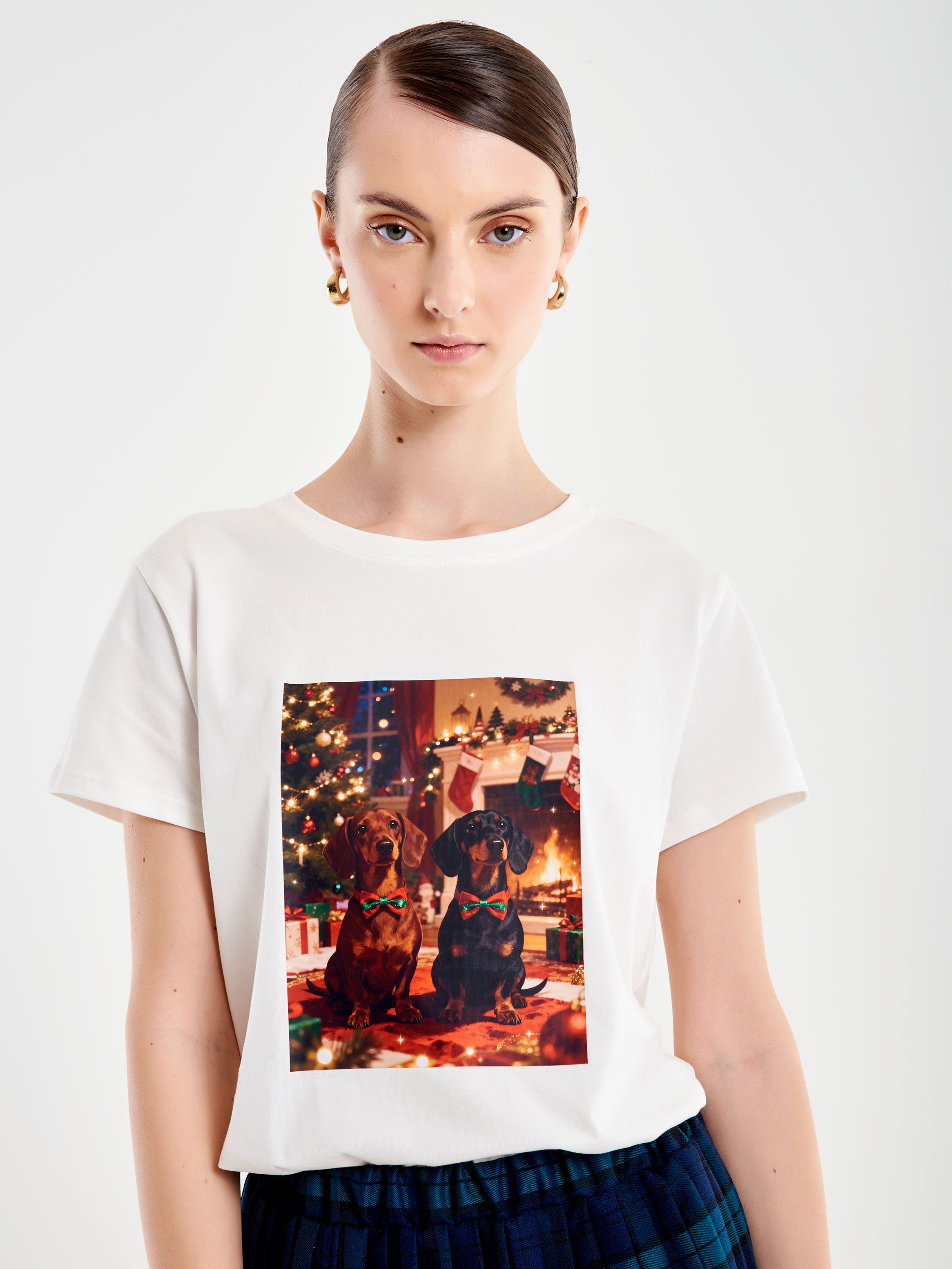 T-Shirt Stampa Bassotti Natale