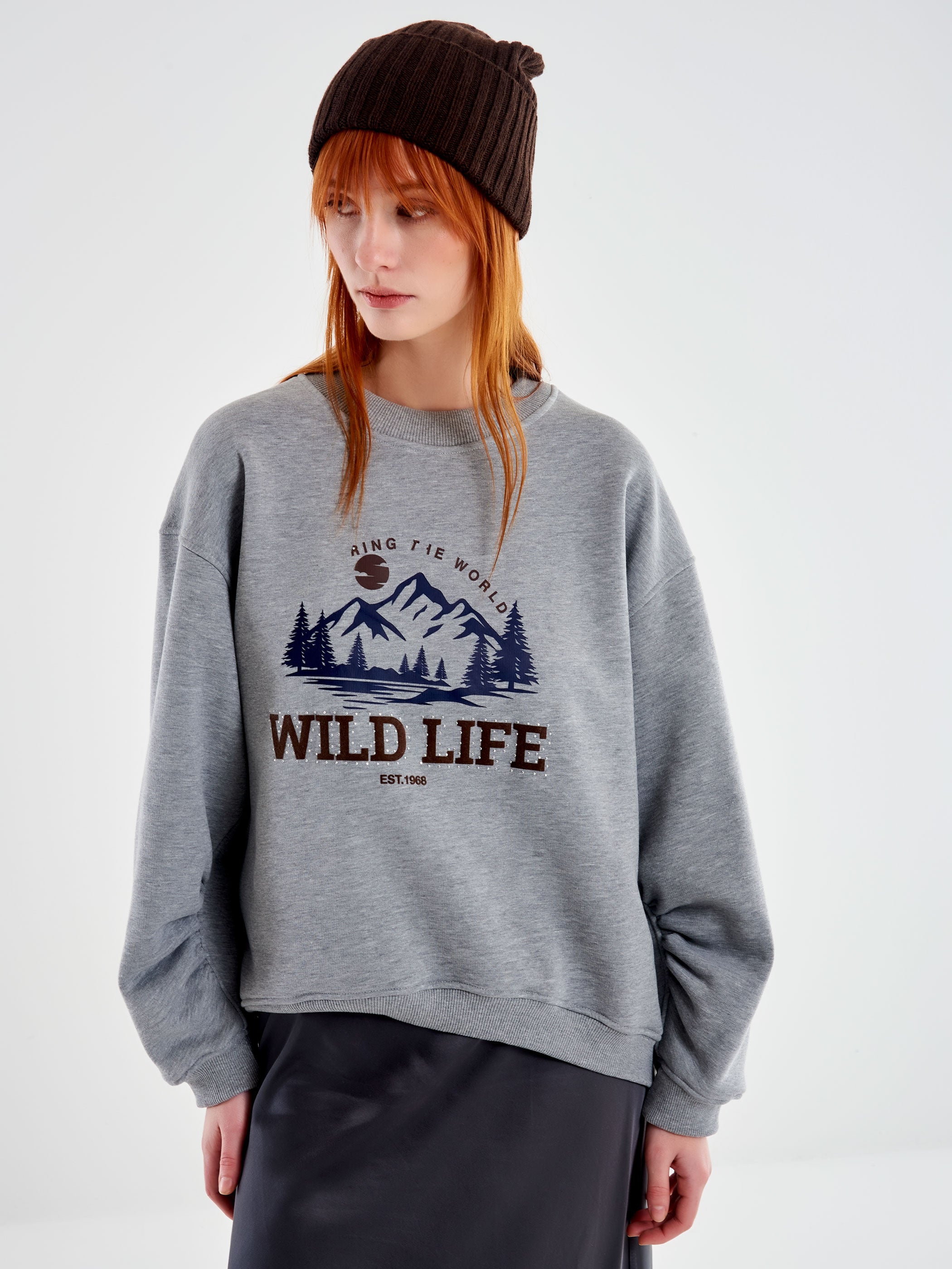 Vicolo Felpa Oversized Wild Life Grigio