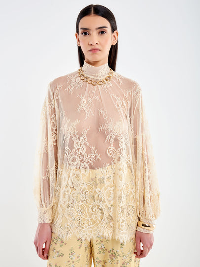 Blusa in Pizzo Collo Alto