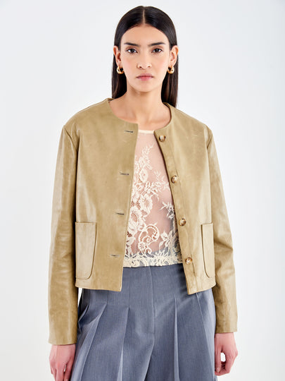 Giacca in Pelle Invecchiata