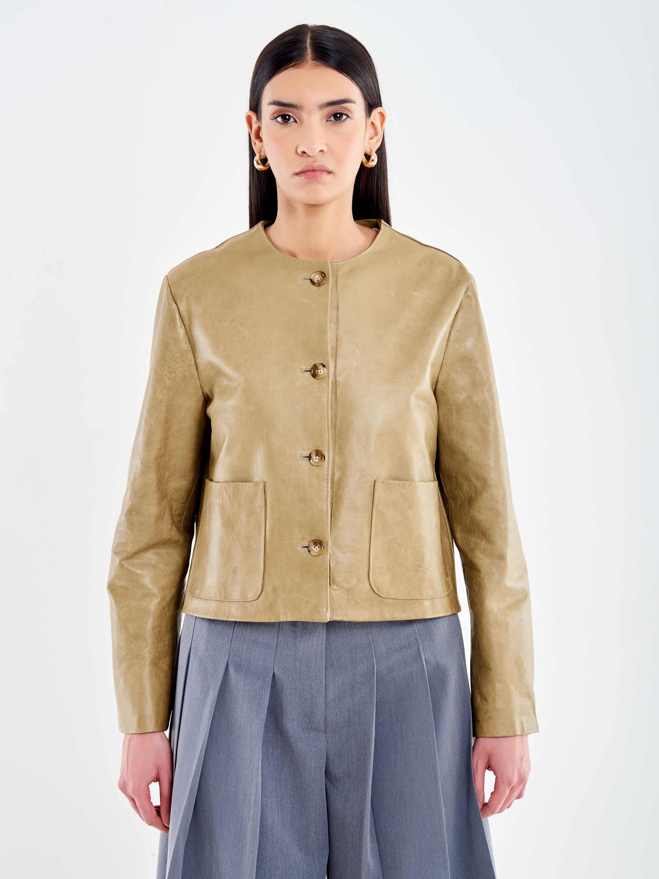 Giacca in Pelle Invecchiata