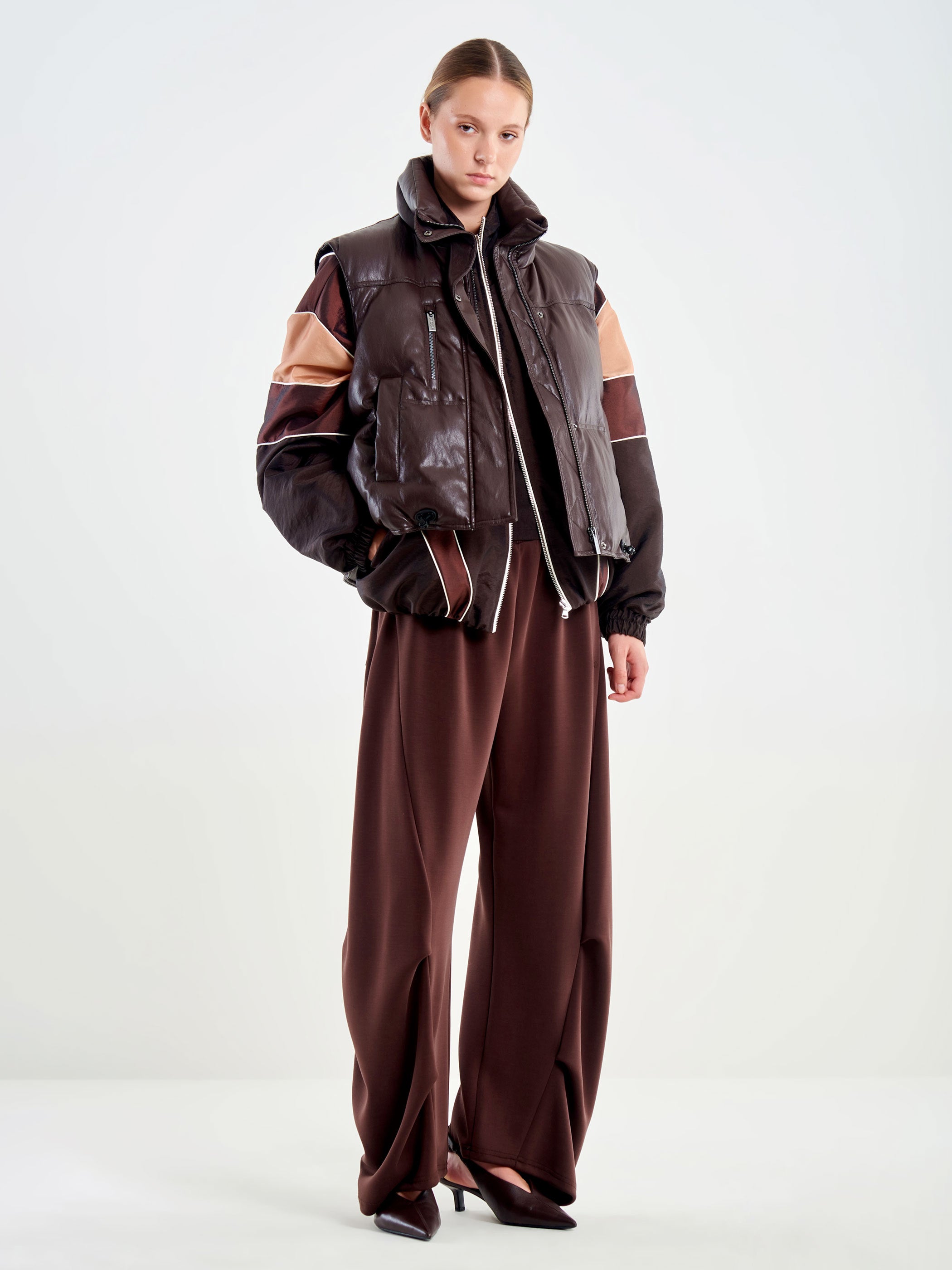 Faux Leather Puffer Vest