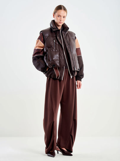 Faux Leather Puffer Vest