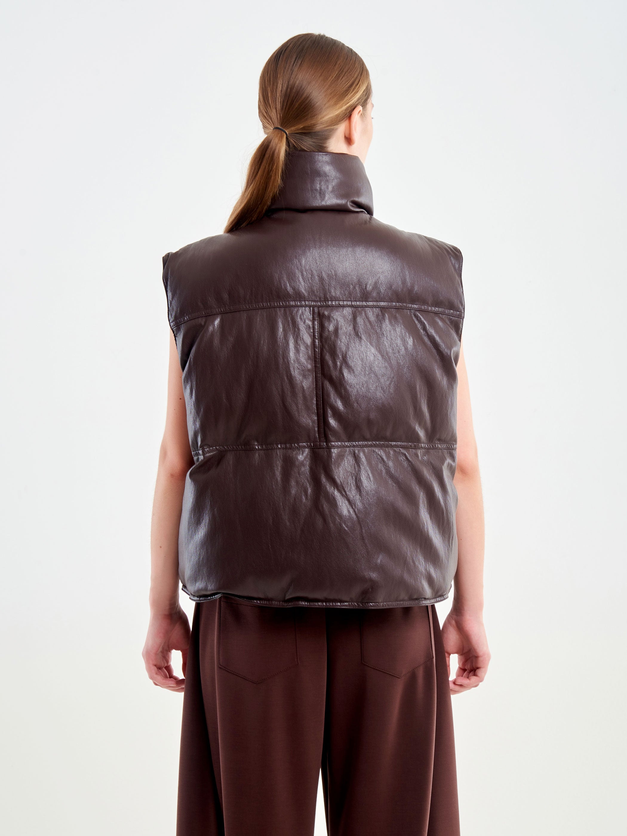 Faux Leather Puffer Vest