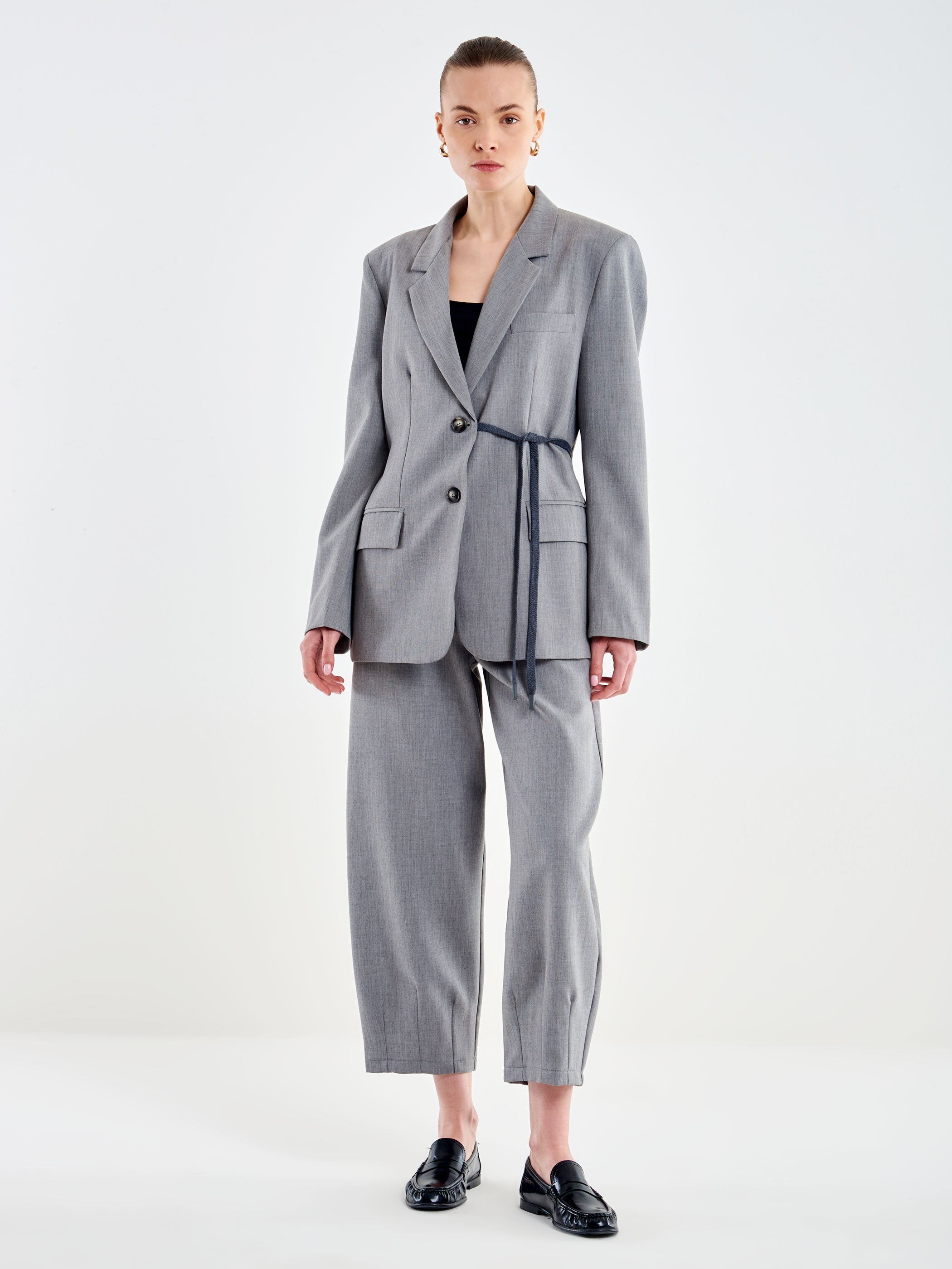 Fitted Jacket with Waist Tie