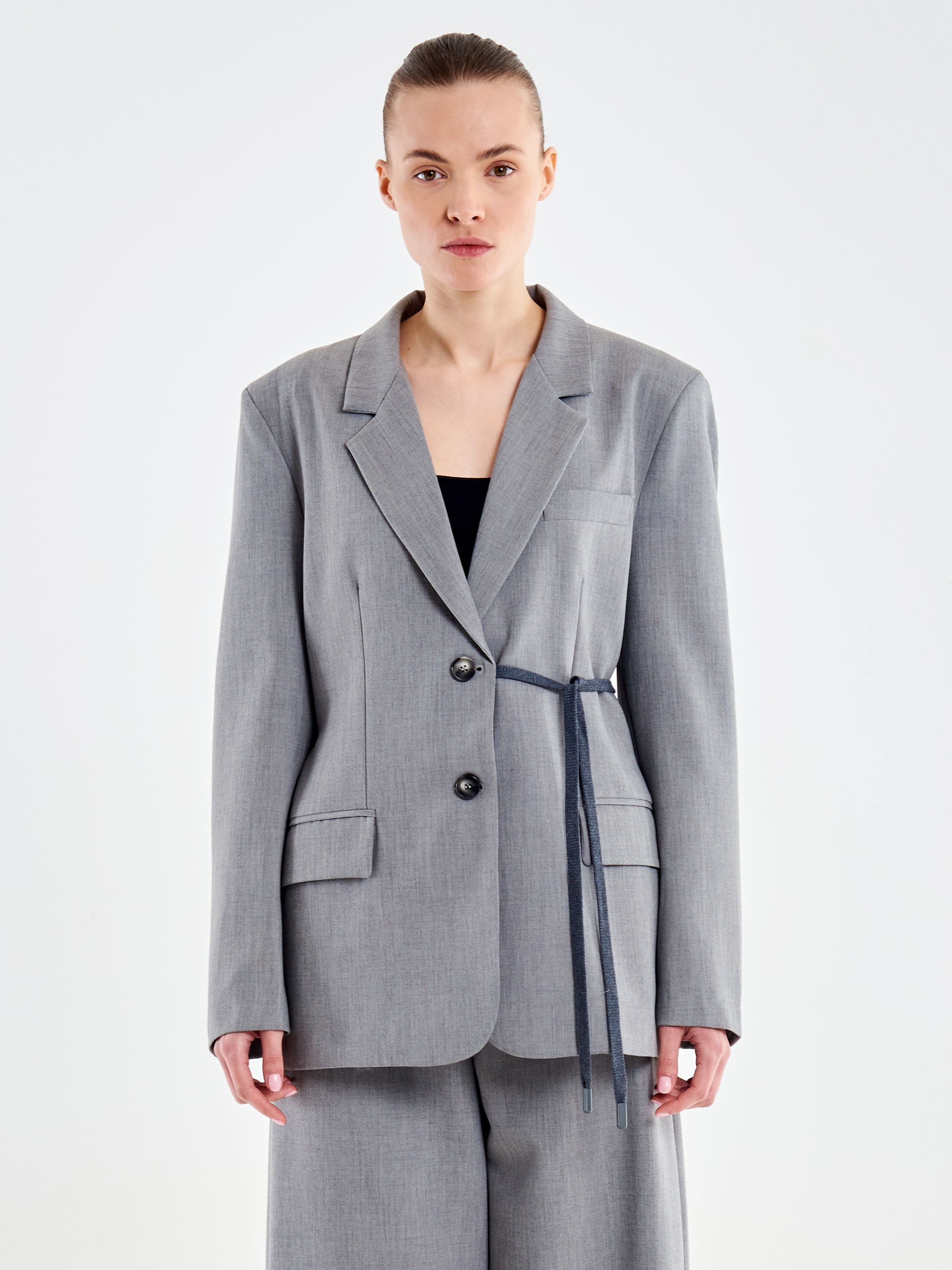 Fitted Jacket with Waist Tie