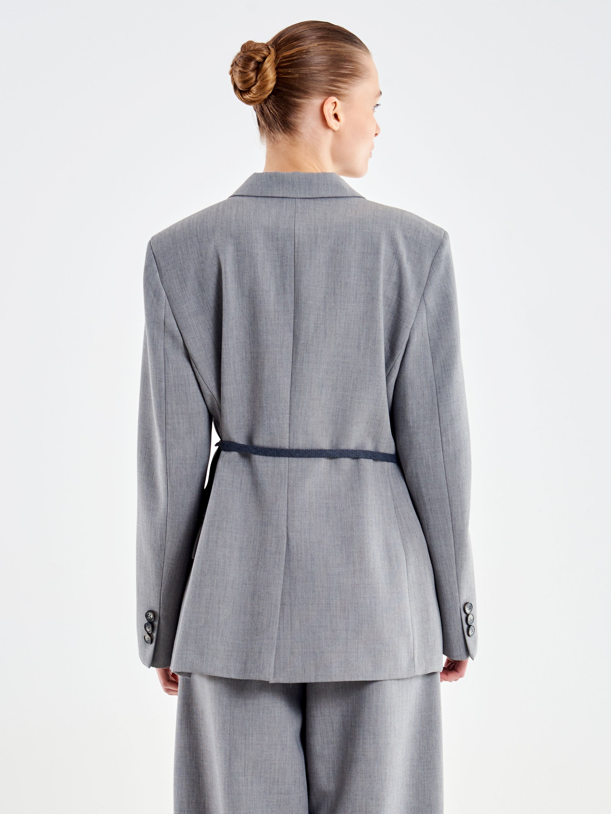 Fitted Jacket with Waist Tie