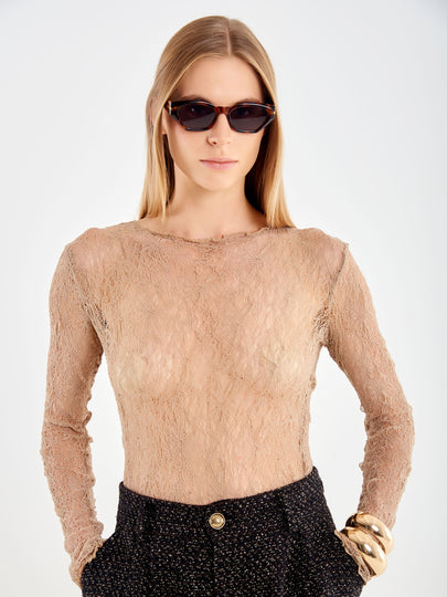 Openwork Crew-Neck Top