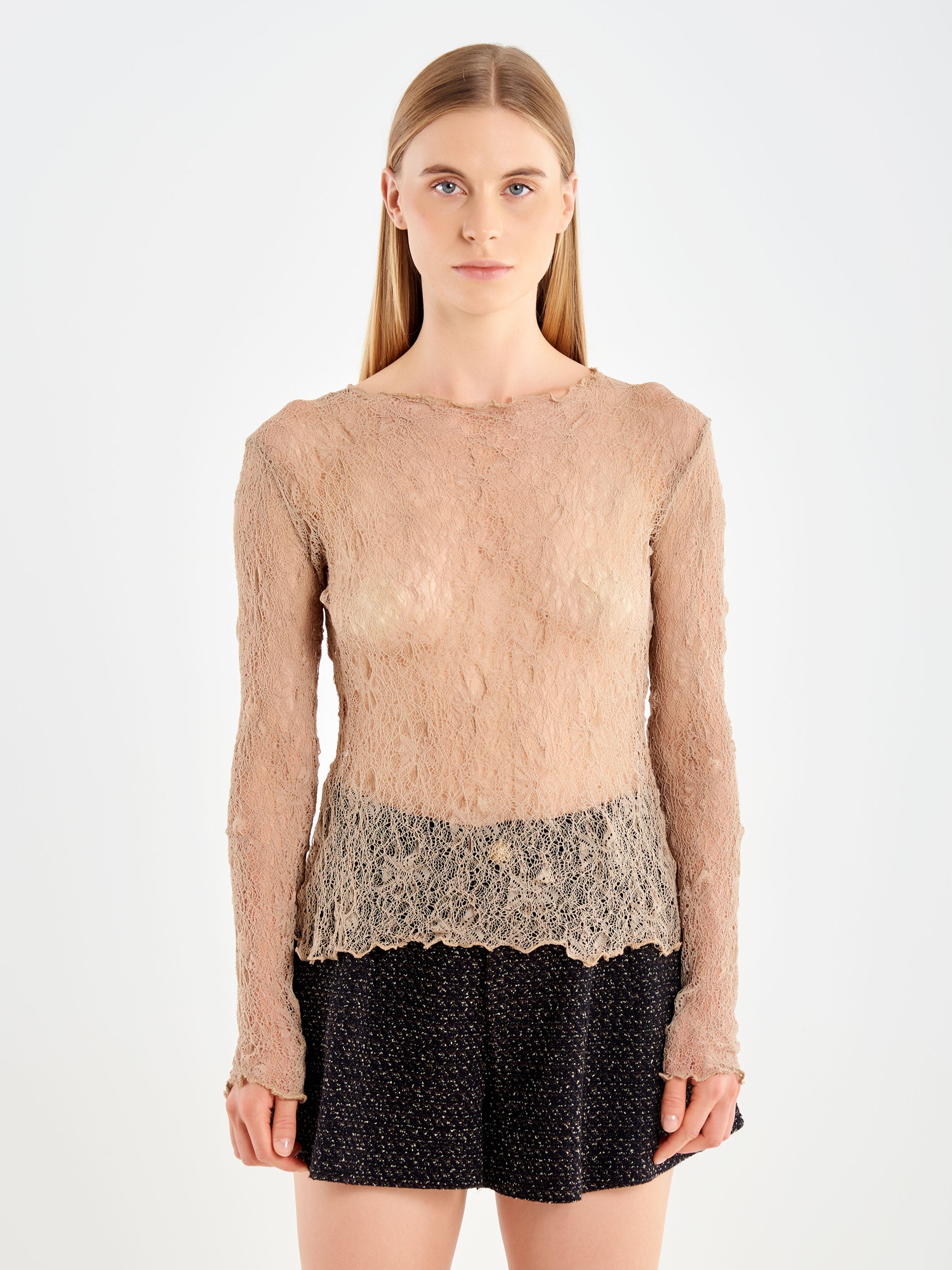Openwork Crew-Neck Top