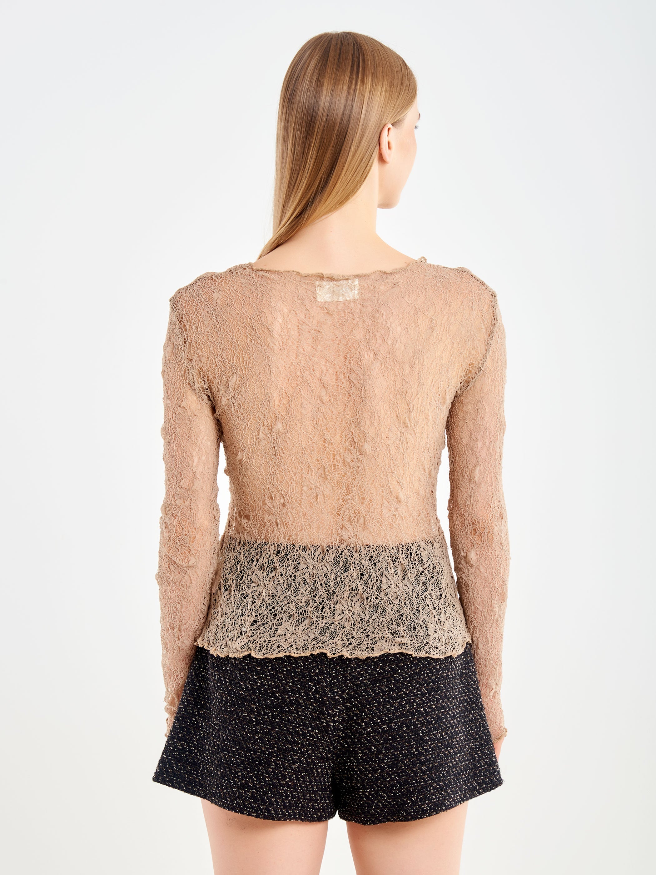 Openwork Crew-Neck Top