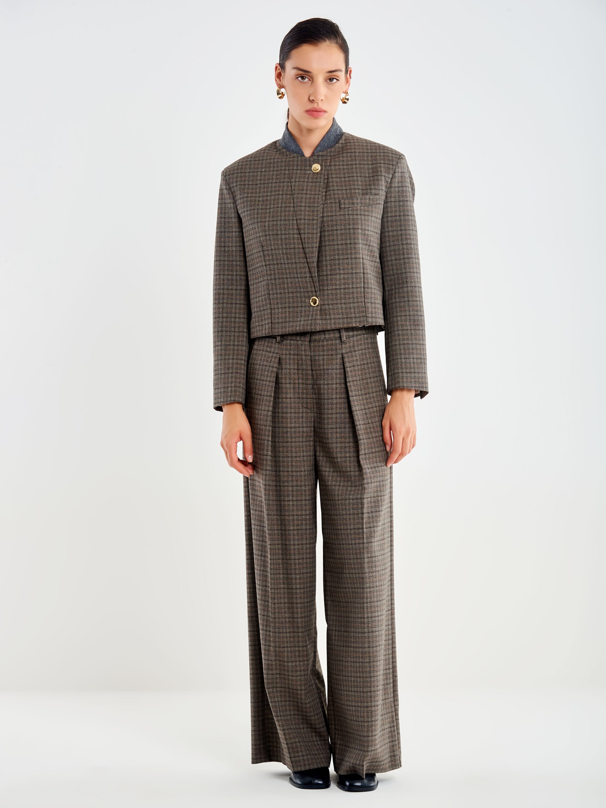 Checked Palazzo Trousers