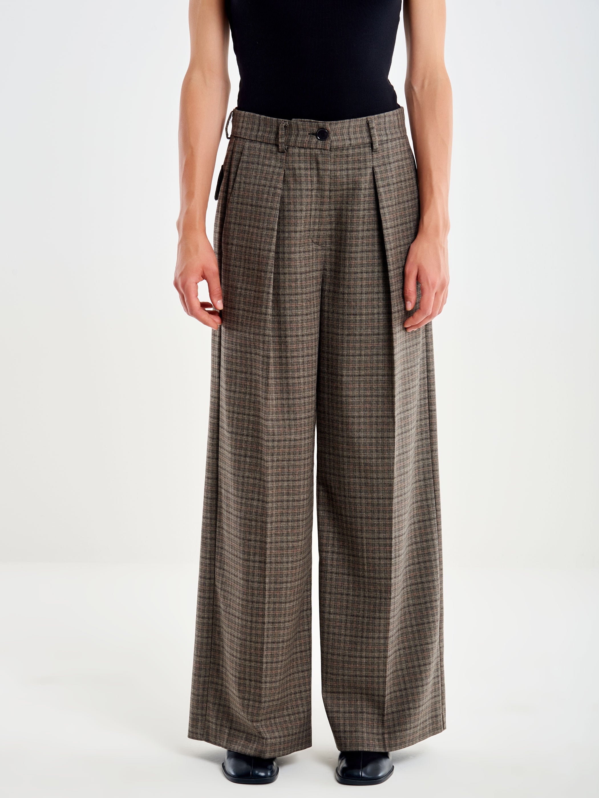 Checked Palazzo Trousers