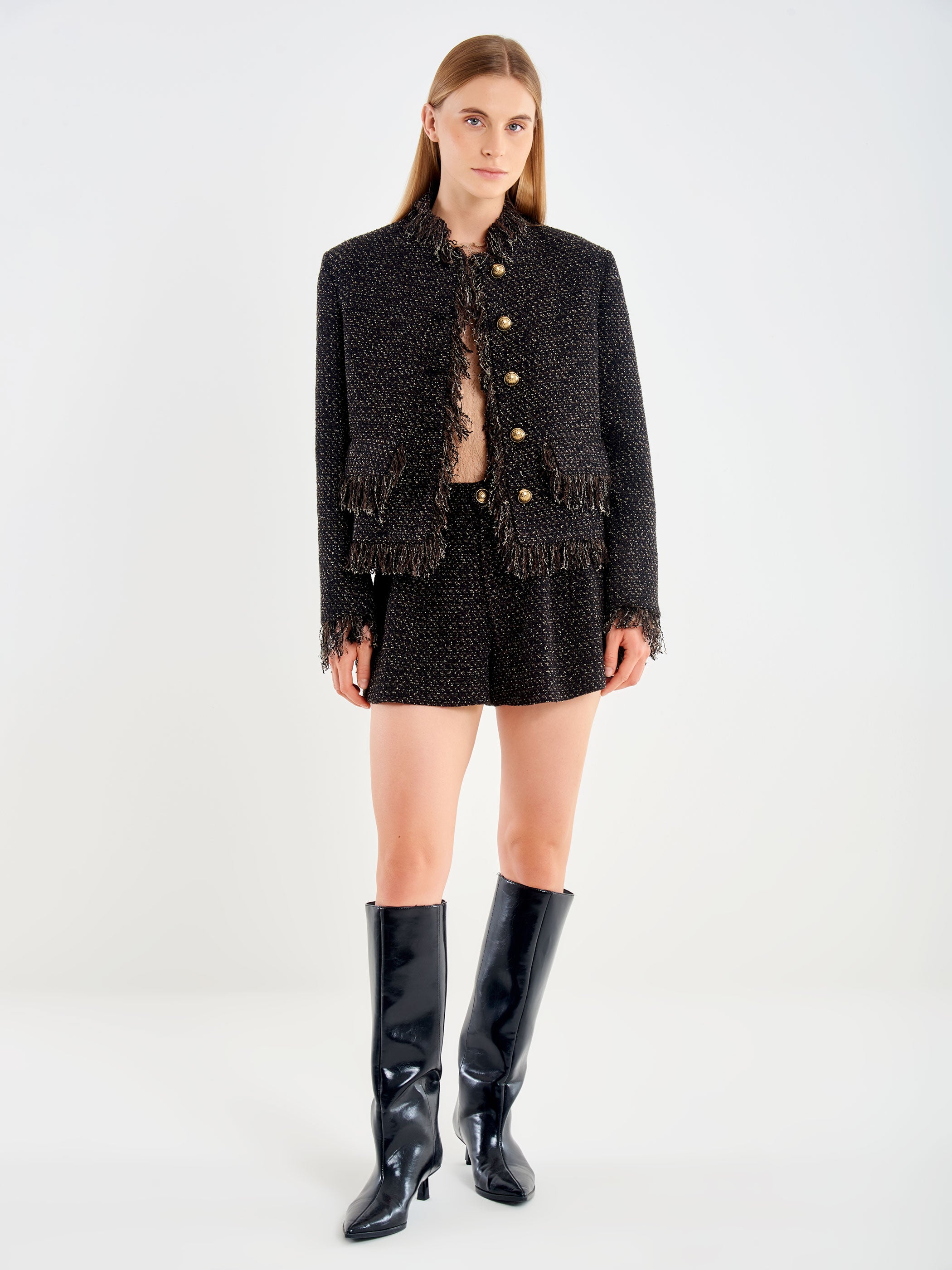 Frayed Basketweave Jacket