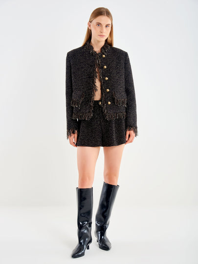 Frayed Basketweave Jacket