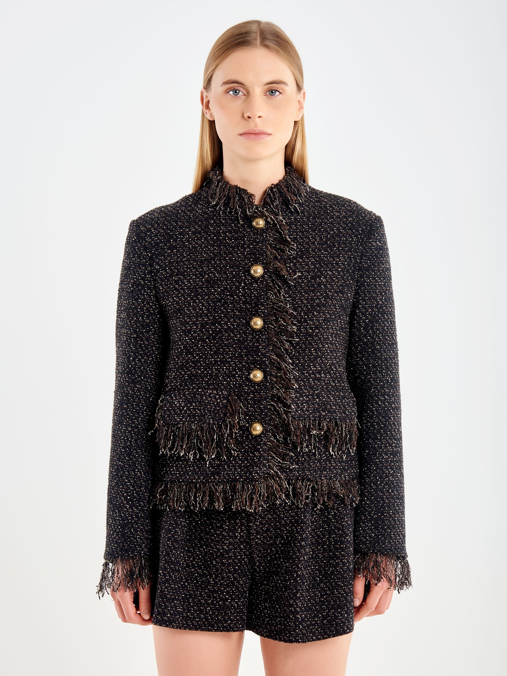 Frayed Basketweave Jacket