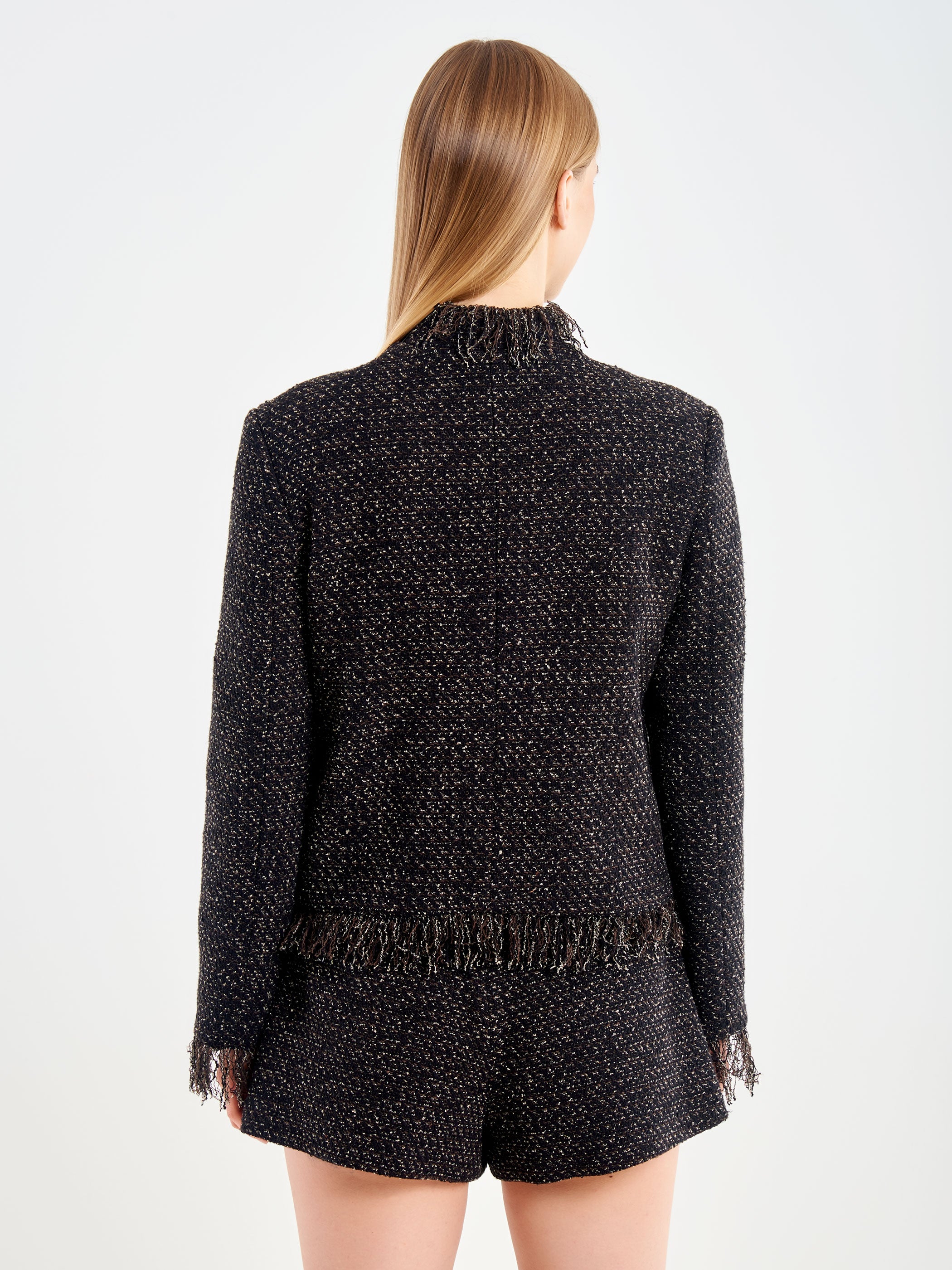 Frayed Basketweave Jacket