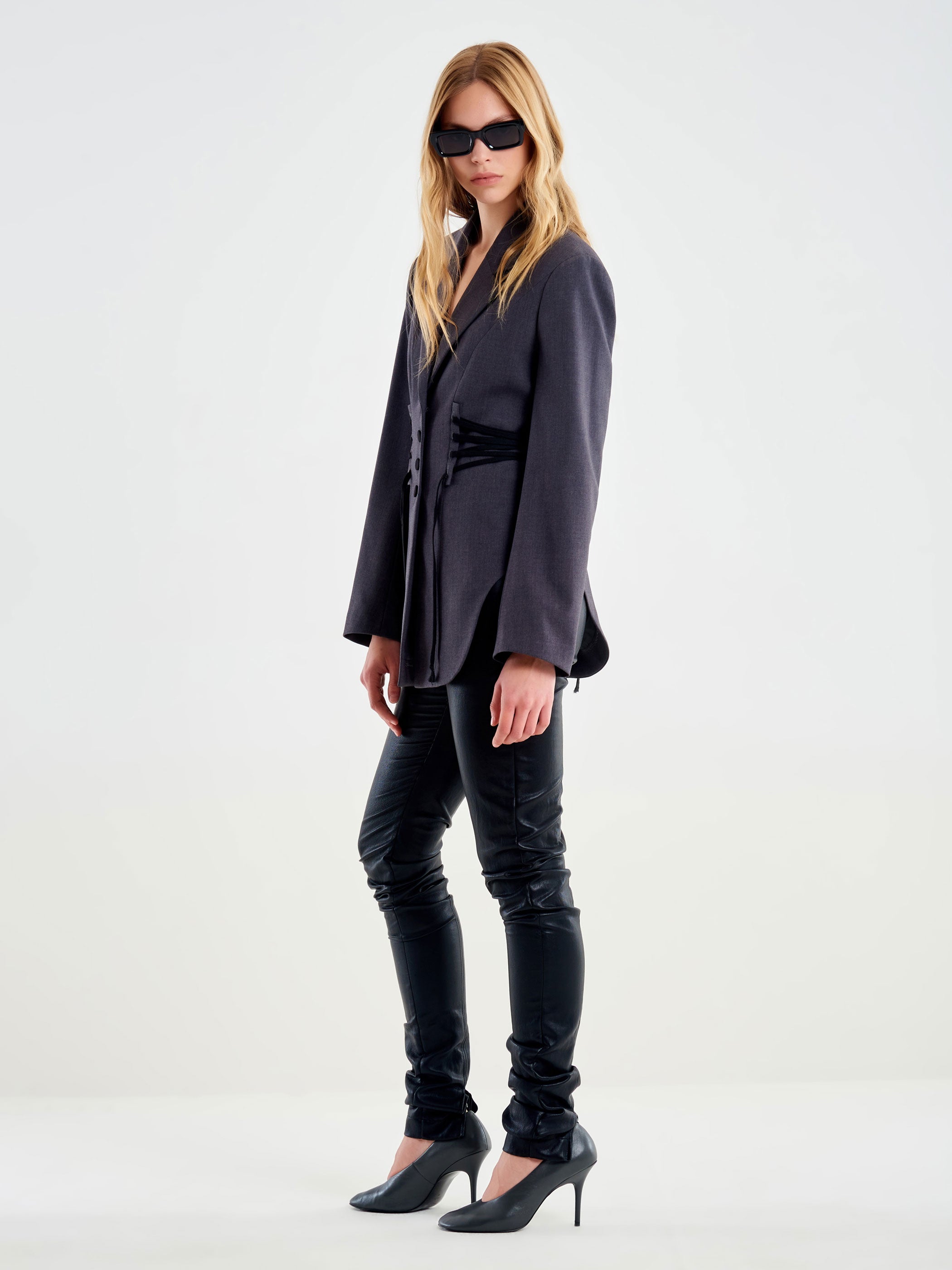 Faux Leather Pants with Back Slit