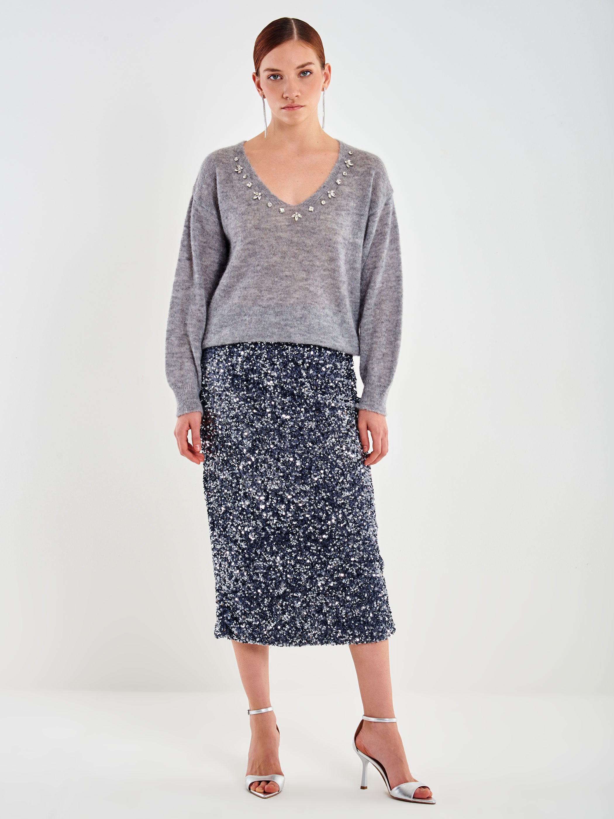 Gonna Midi in Ciniglia e Paillettes