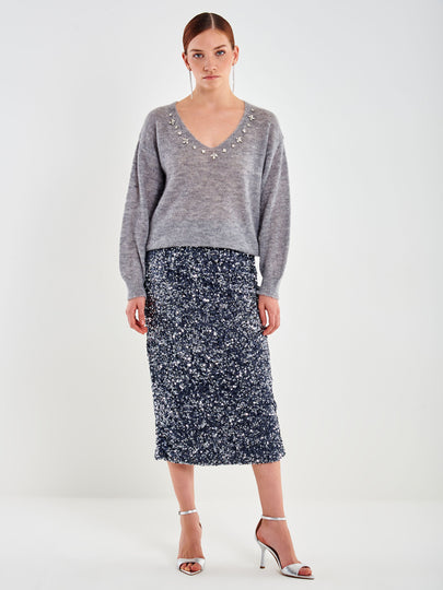 Gonna Midi in Ciniglia e Paillettes