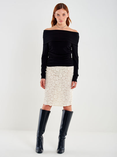 Gonna Midi in Pizzo con Elastico