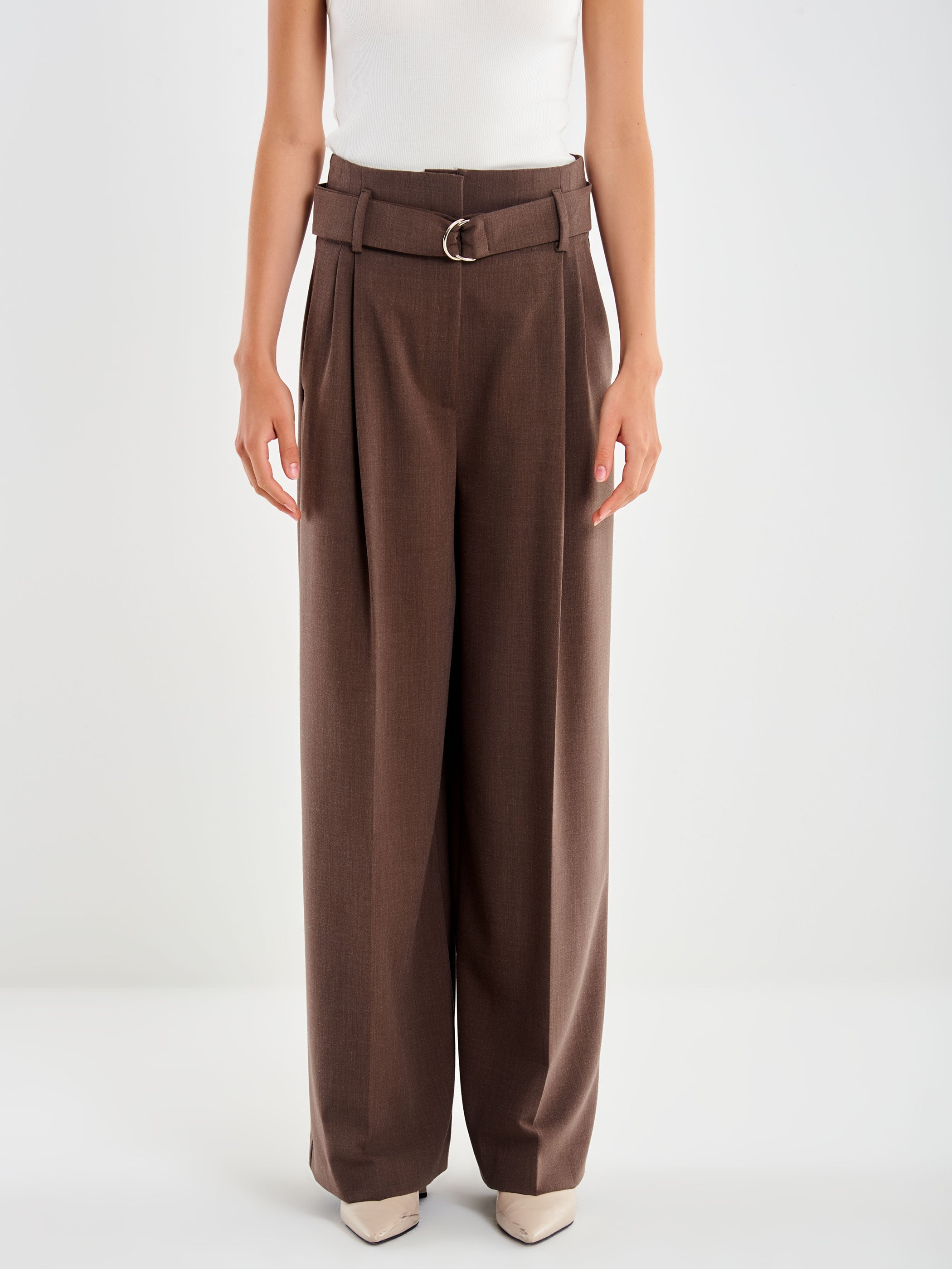 Pantalone Vita Alta con Pieghe