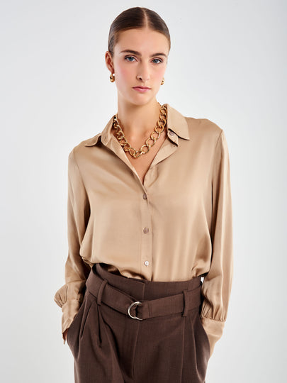 Camicia Satin Maniche Lunghe