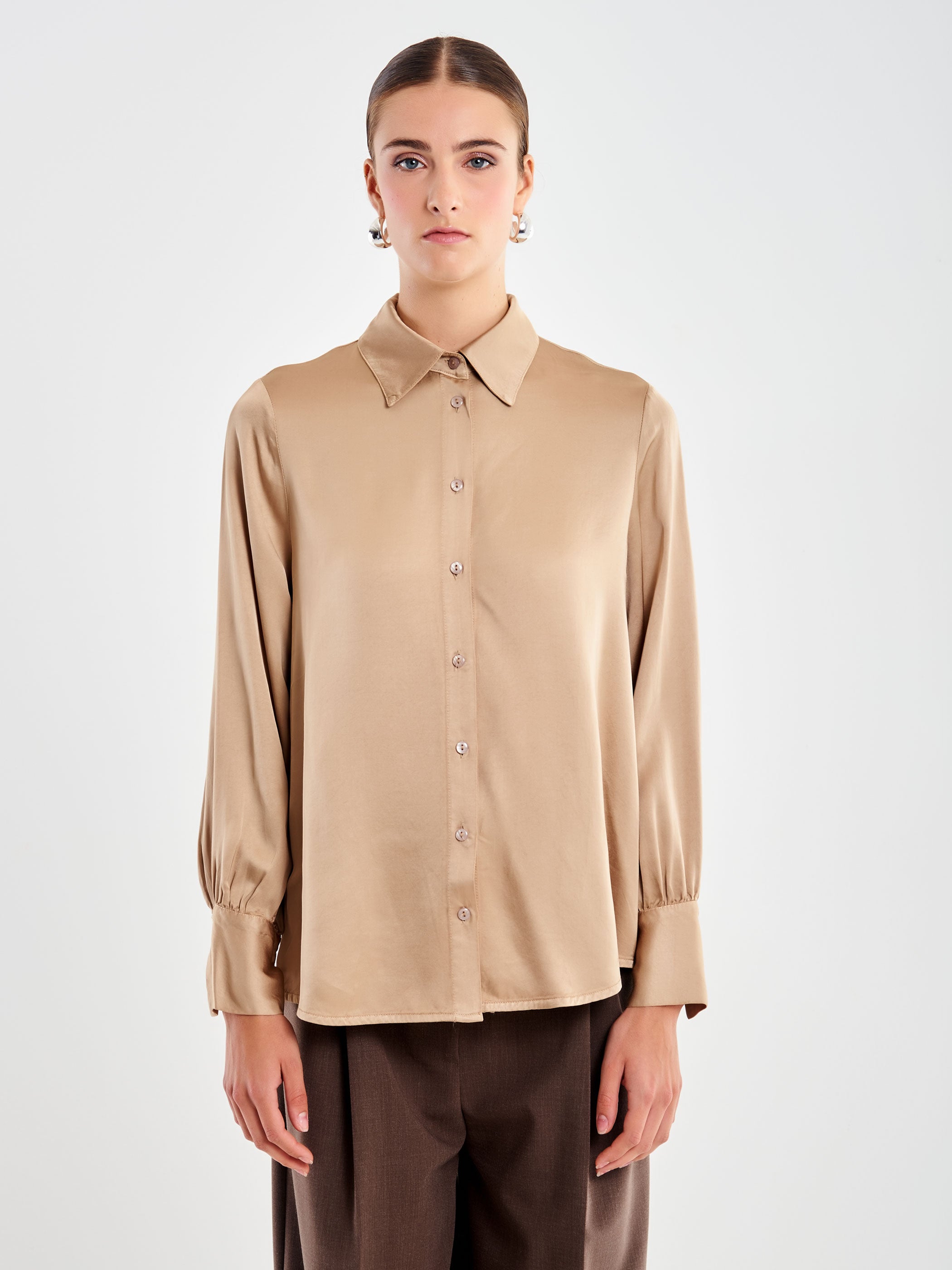 Camicia Satin Maniche Lunghe