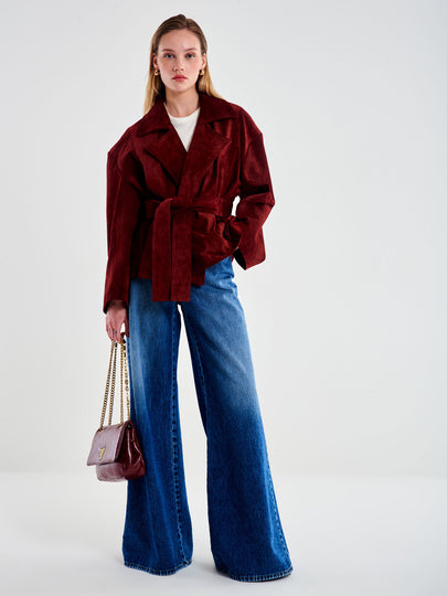 Giacca Kimono in Vera Pelle