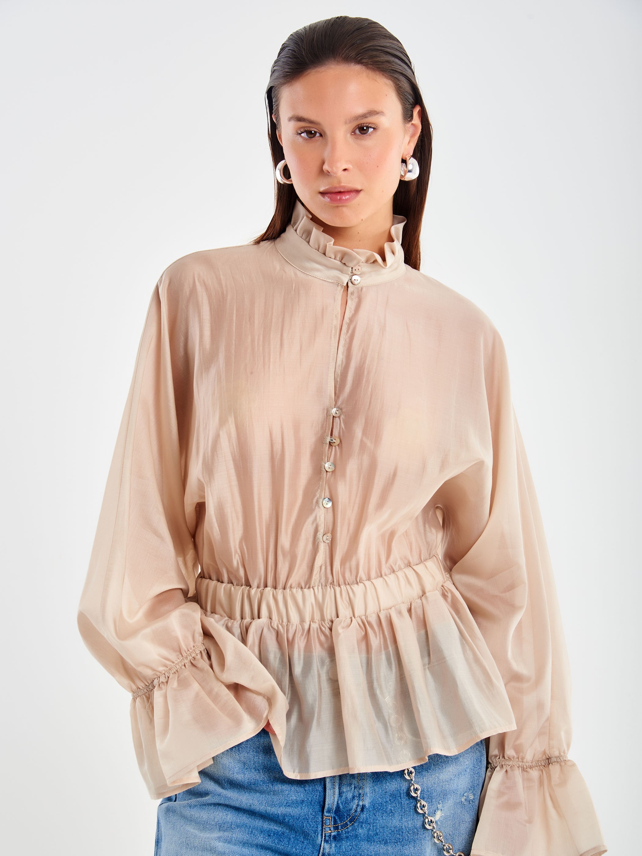 Camicia con Elastico in Vita in Voile