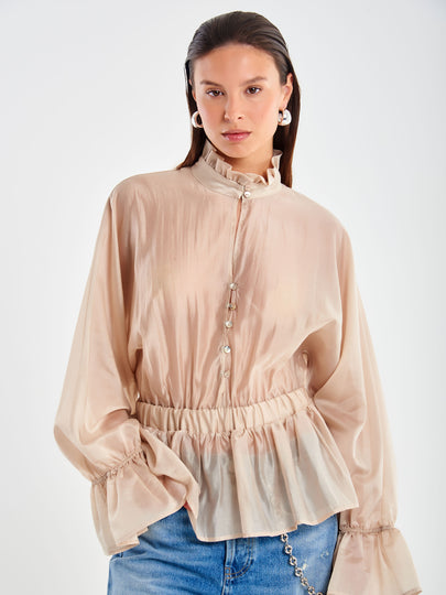 Camicia con Elastico in Vita in Voile