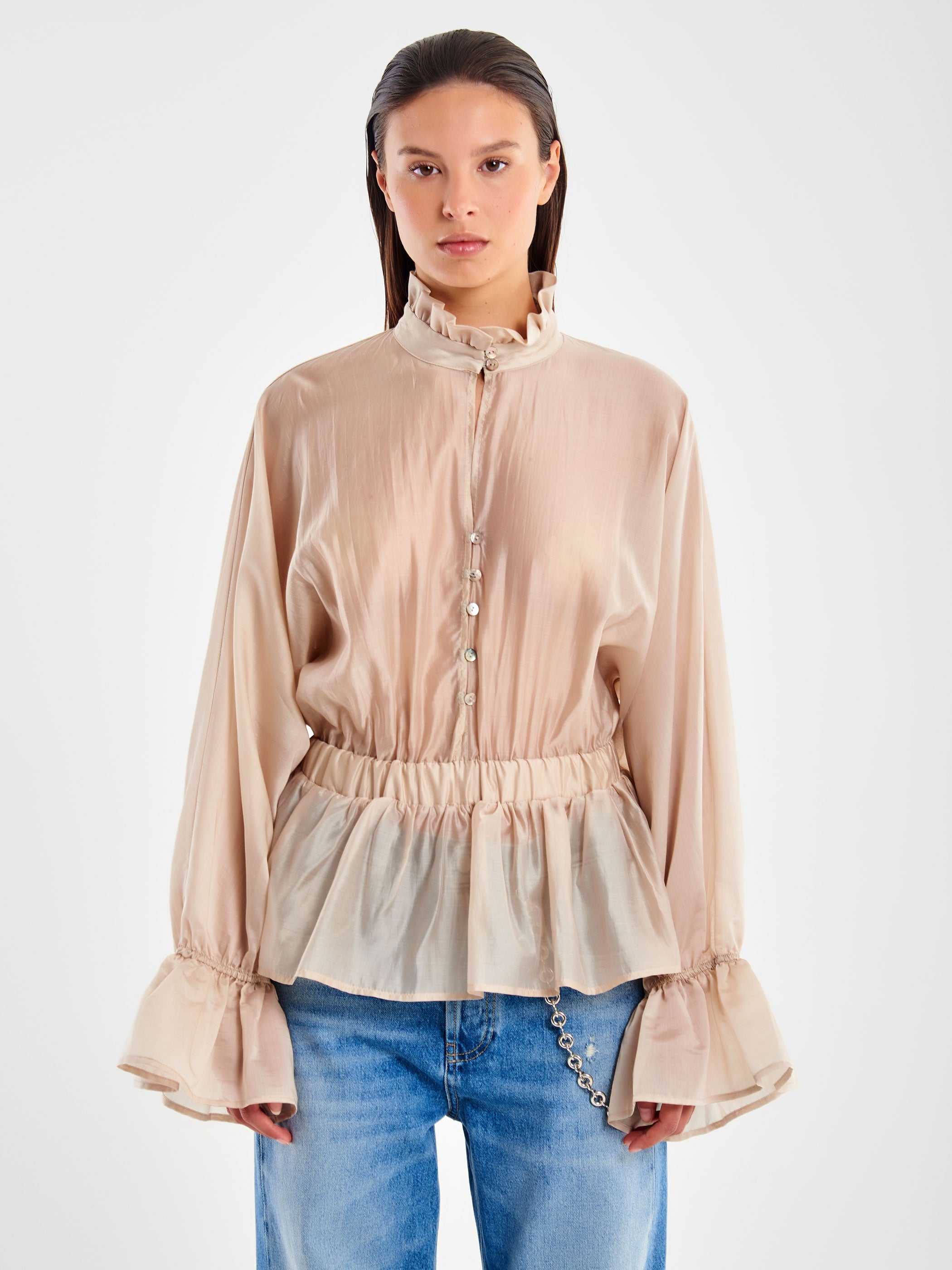 Camicia con Elastico in Vita in Voile